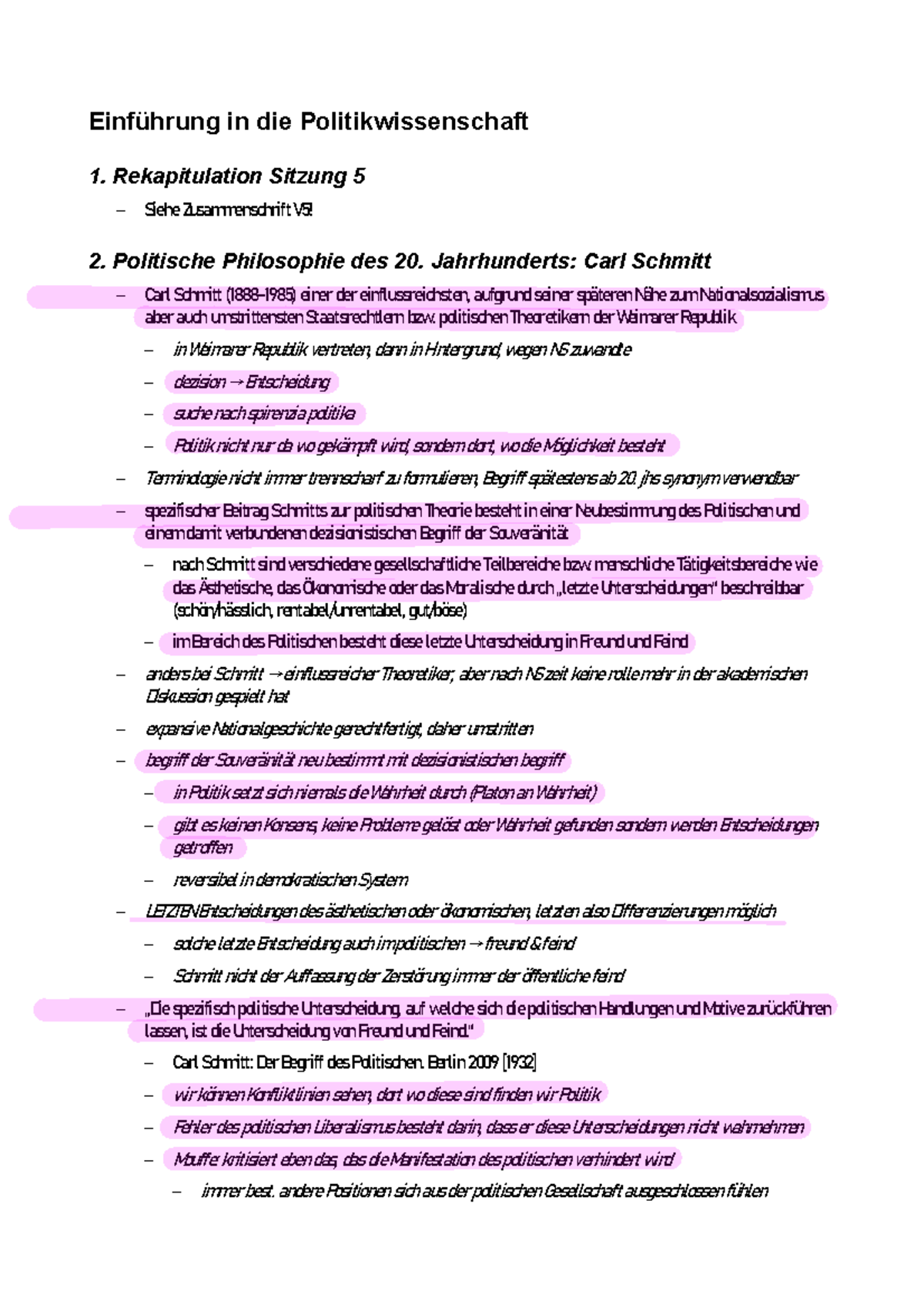 Einführung In Die Politikwissenschaft Zusammenschrift V6 - Mitschriften aus dem Semester. - Einführung in die