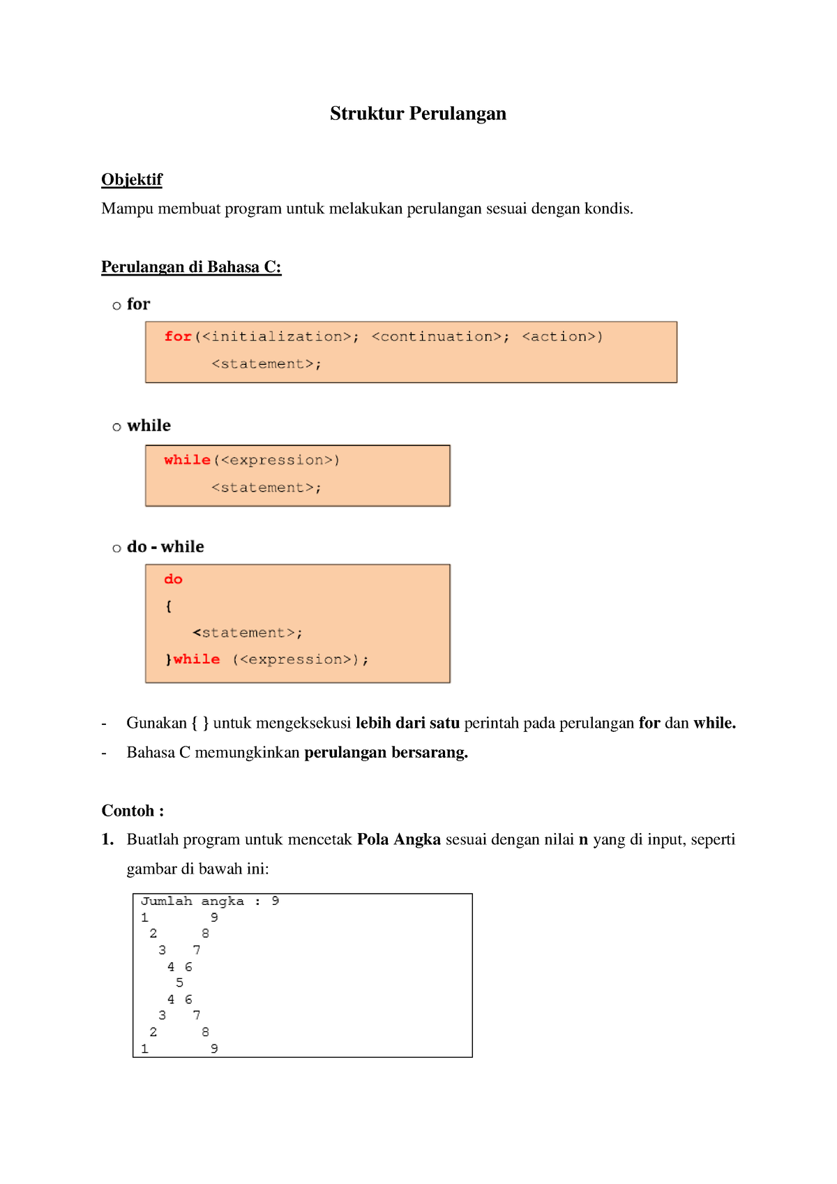 Praktek Pemrograman C - 4 - Struktur Perulangan Objektif Mampu Membuat ...