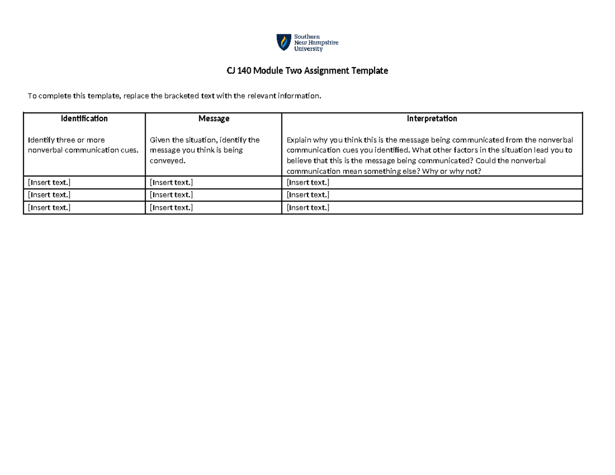 CJ 140 Module Two Assignment Template - Identification Identify three ...