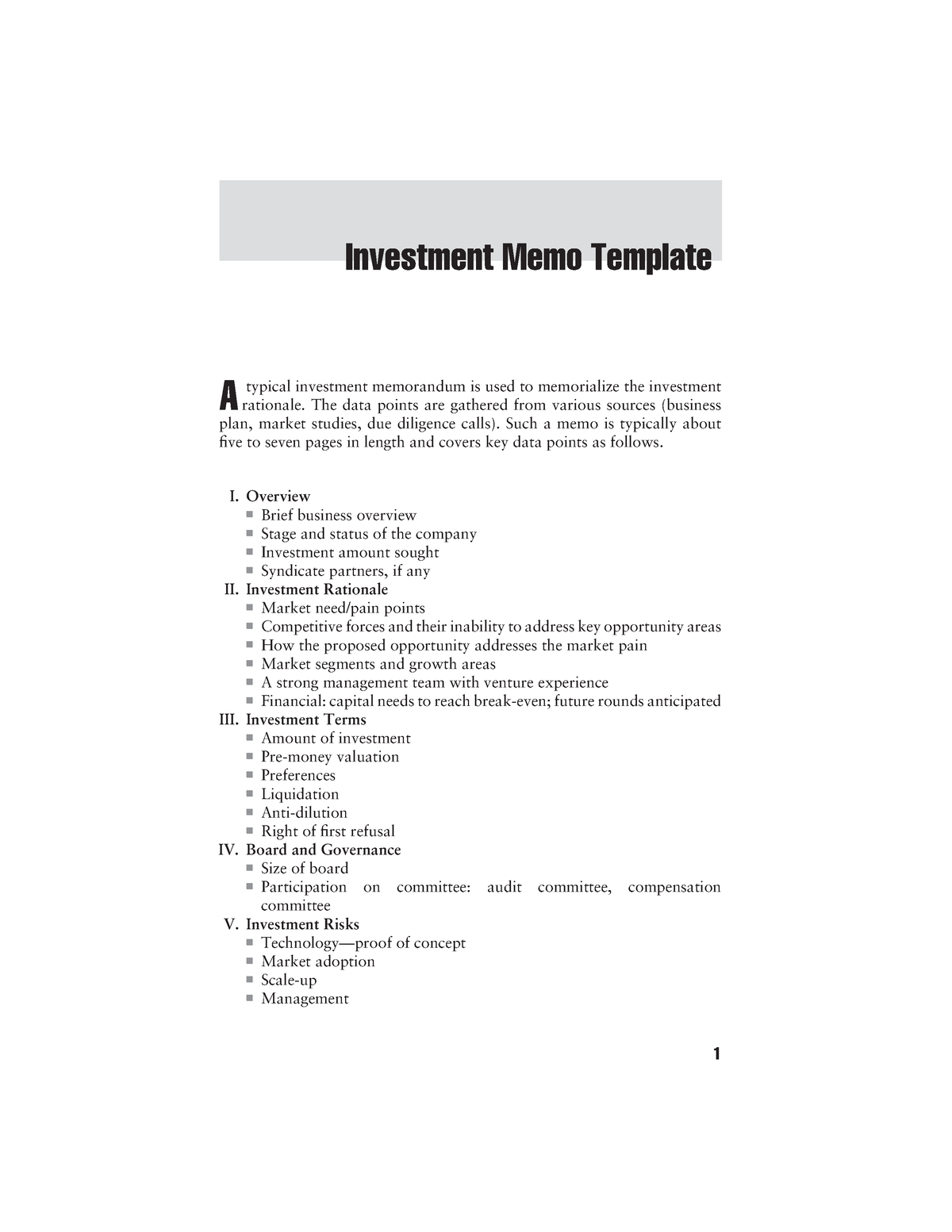 Investment Memo Template - P1: TIX/b P2: c/d QC: e/f T1: g JWBT534 ...