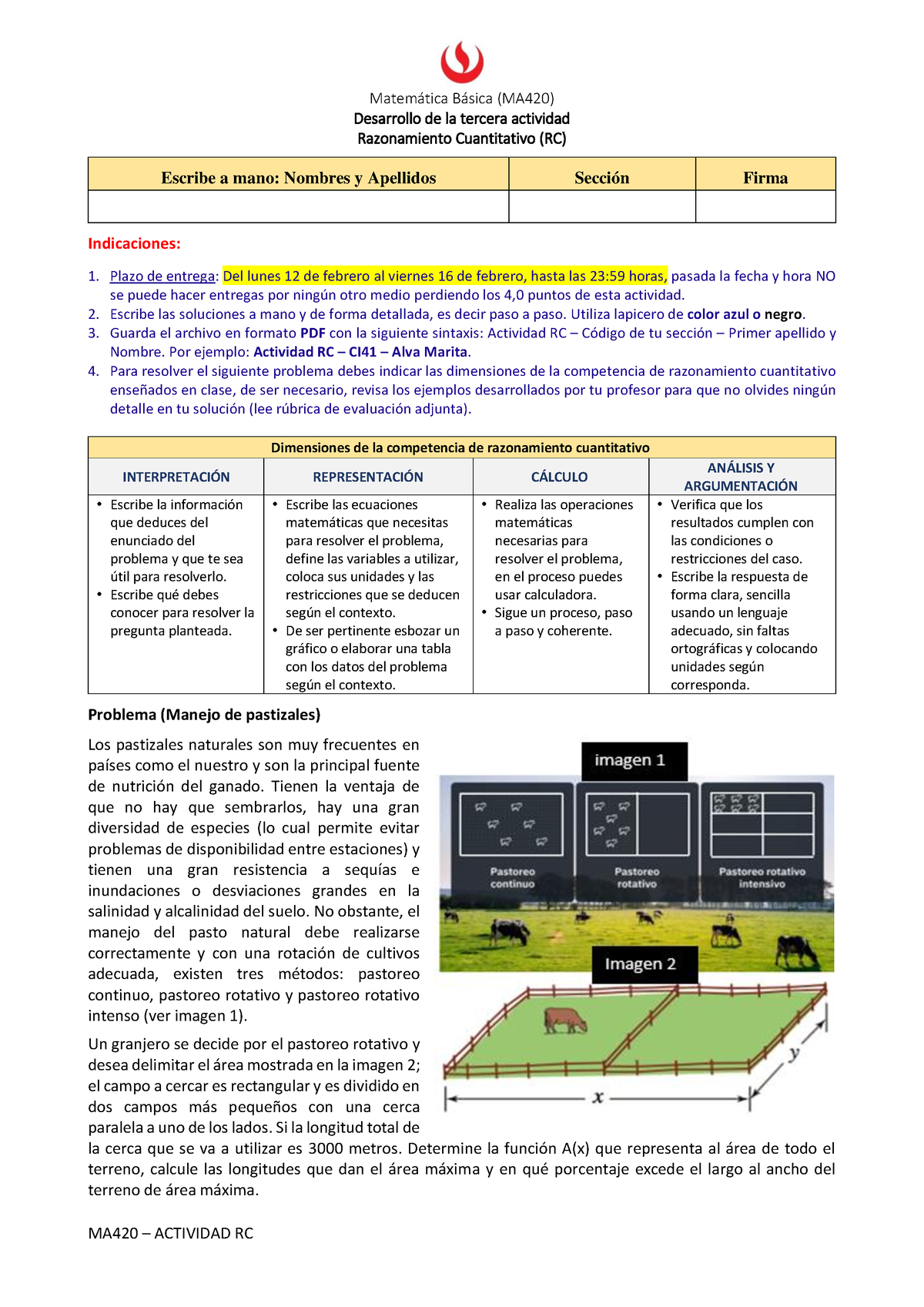 Actividad RC N°3-2024-0 - Matemática Básica (MA420) Desarrollo De La ...