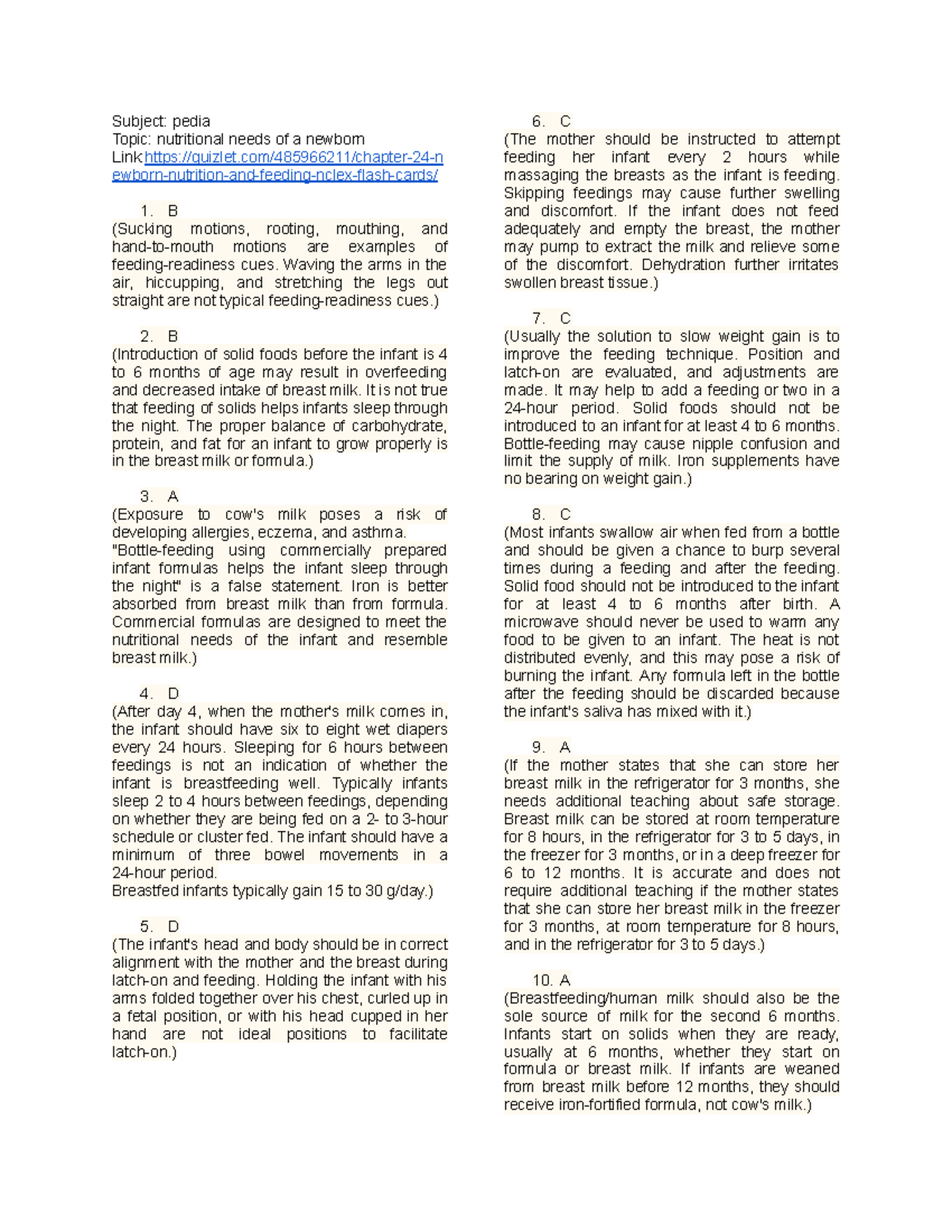 Newborn nutritional needs A1 Subject pedia Topic nutritional needs