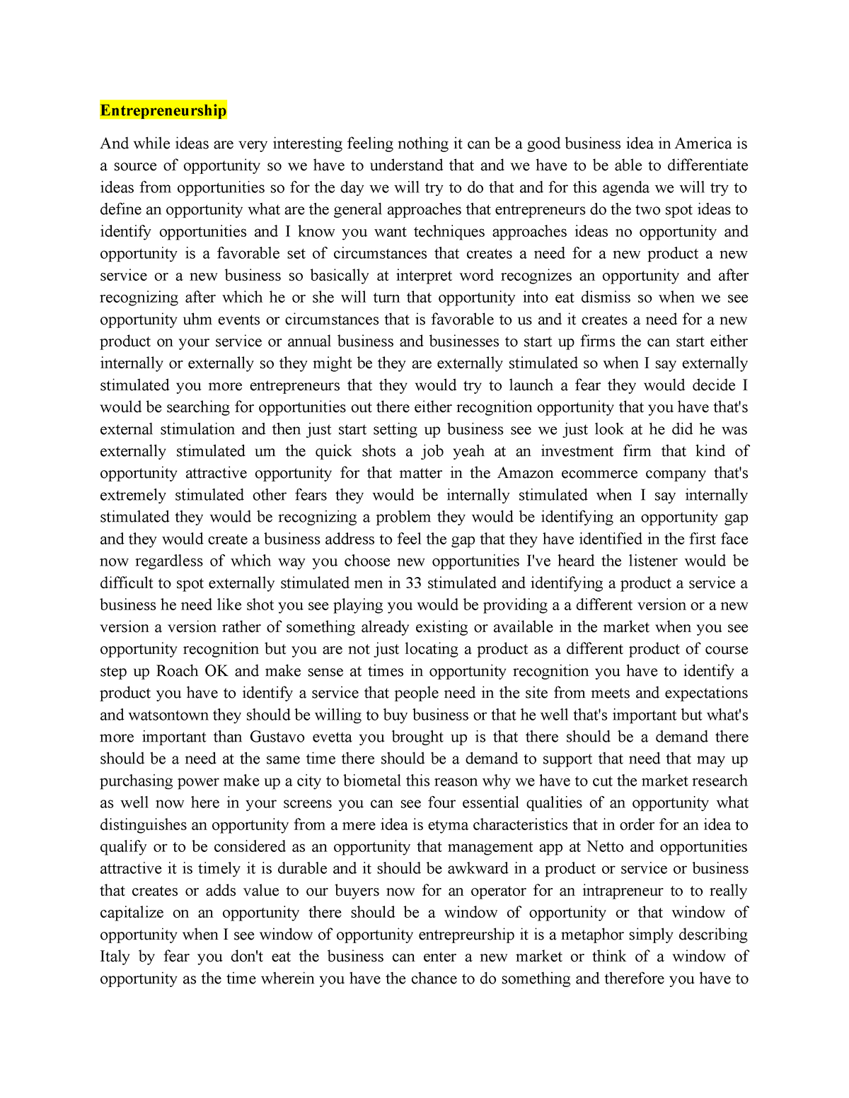 entrepreneurial management essay