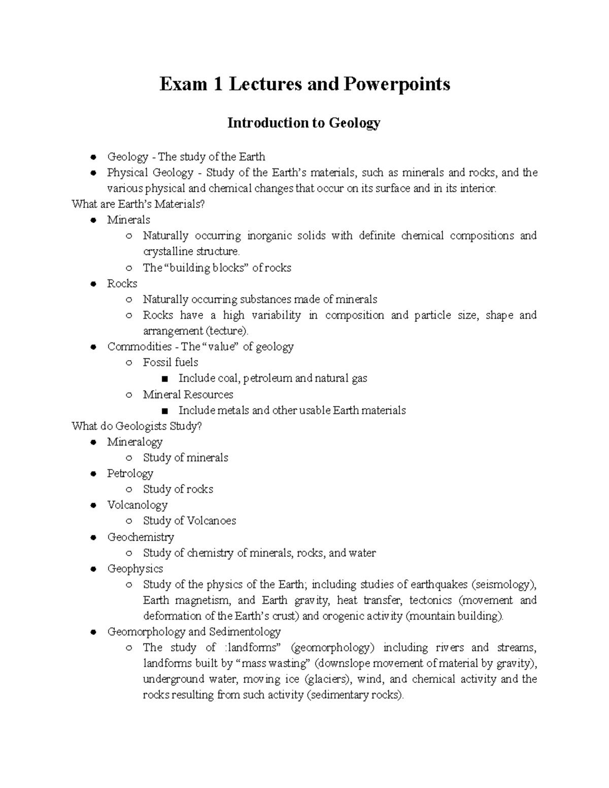 Exam 1 Lectures And Powerpoints - Geology - Exam 1 Lectures And ...