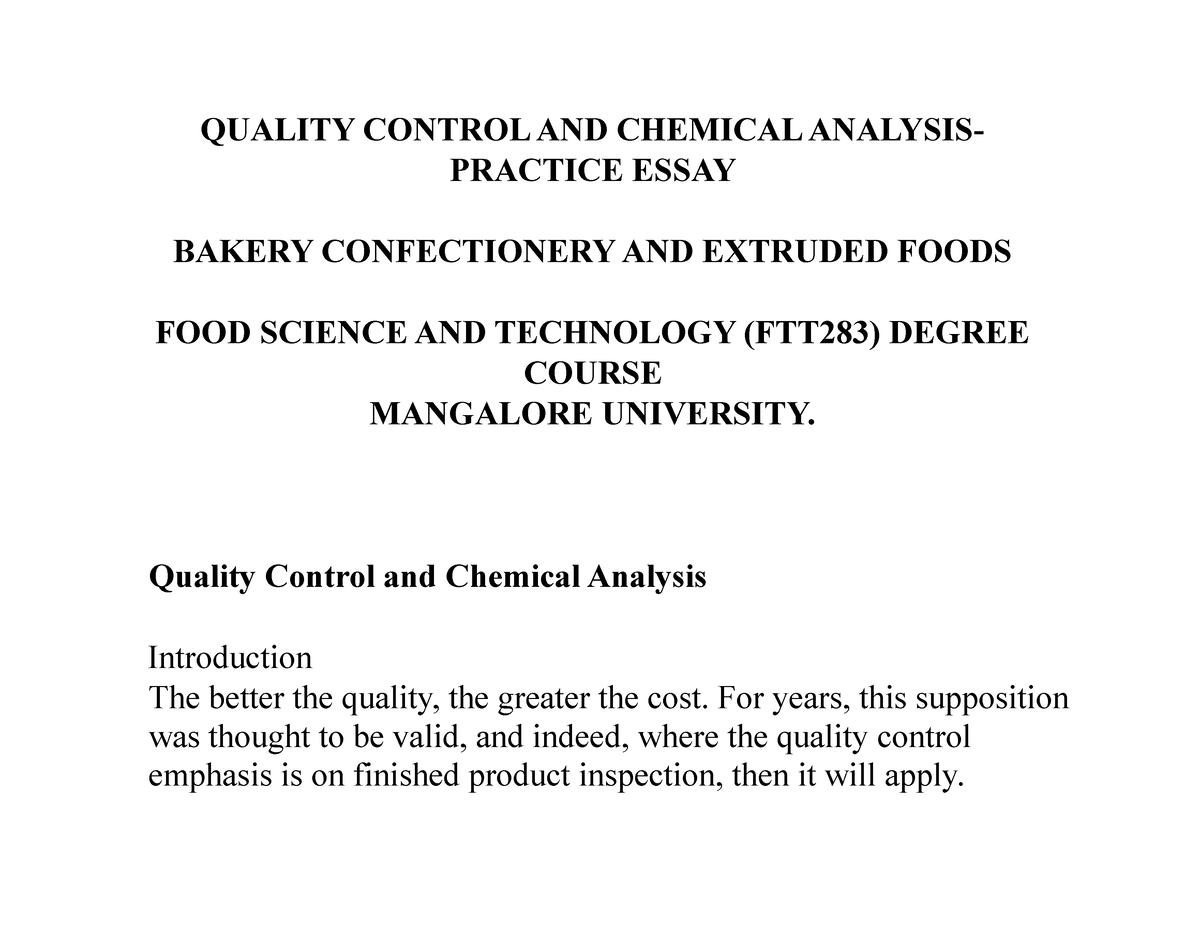 essay about quality control