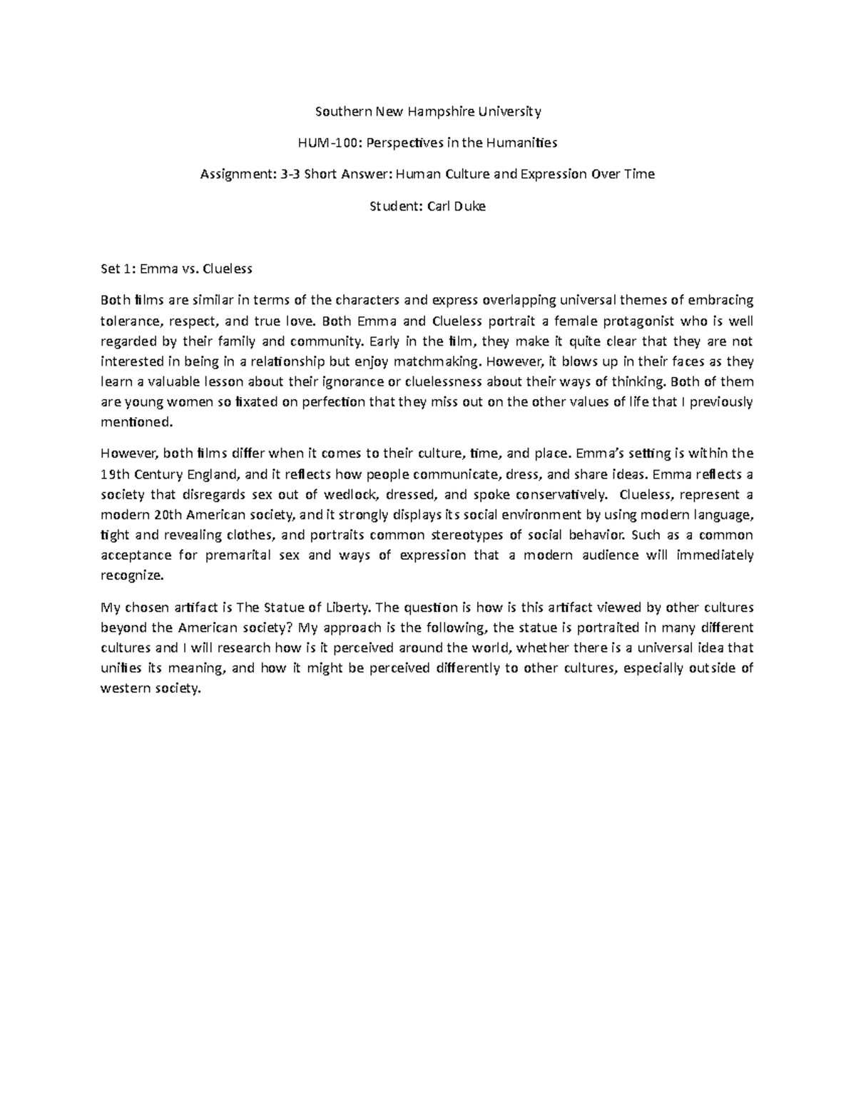 HUM 100 33 Short Answer Human Culture and Expression Over Time