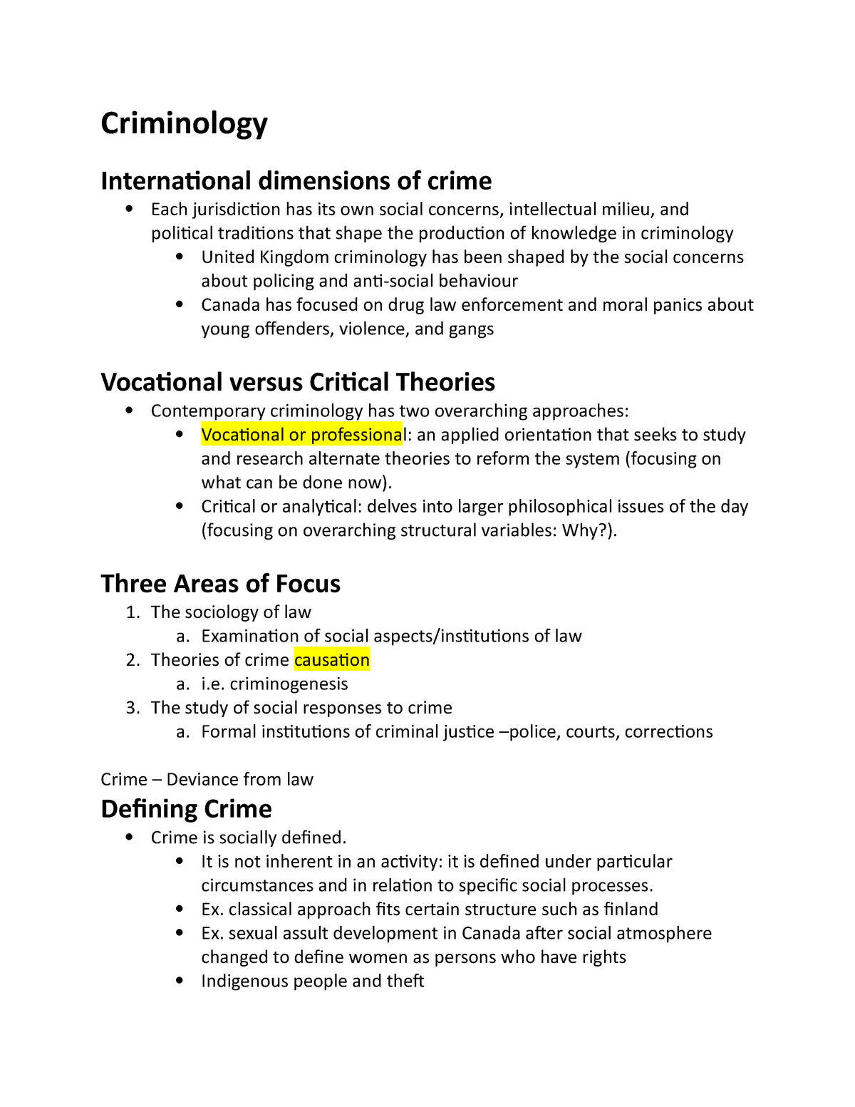 criminology assignment topics