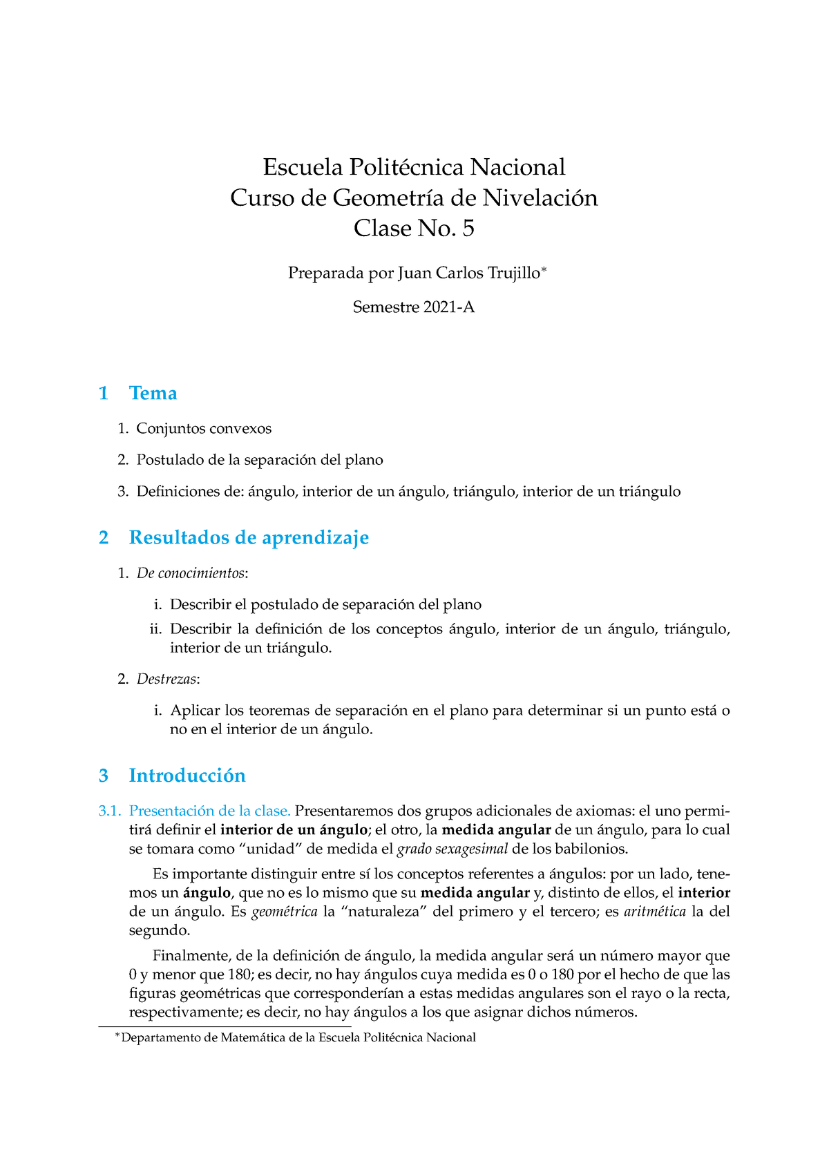 Clase Nº5 - Notas - Escuela Polit ́ecnica Nacional Curso De Geometr ́ıa ...