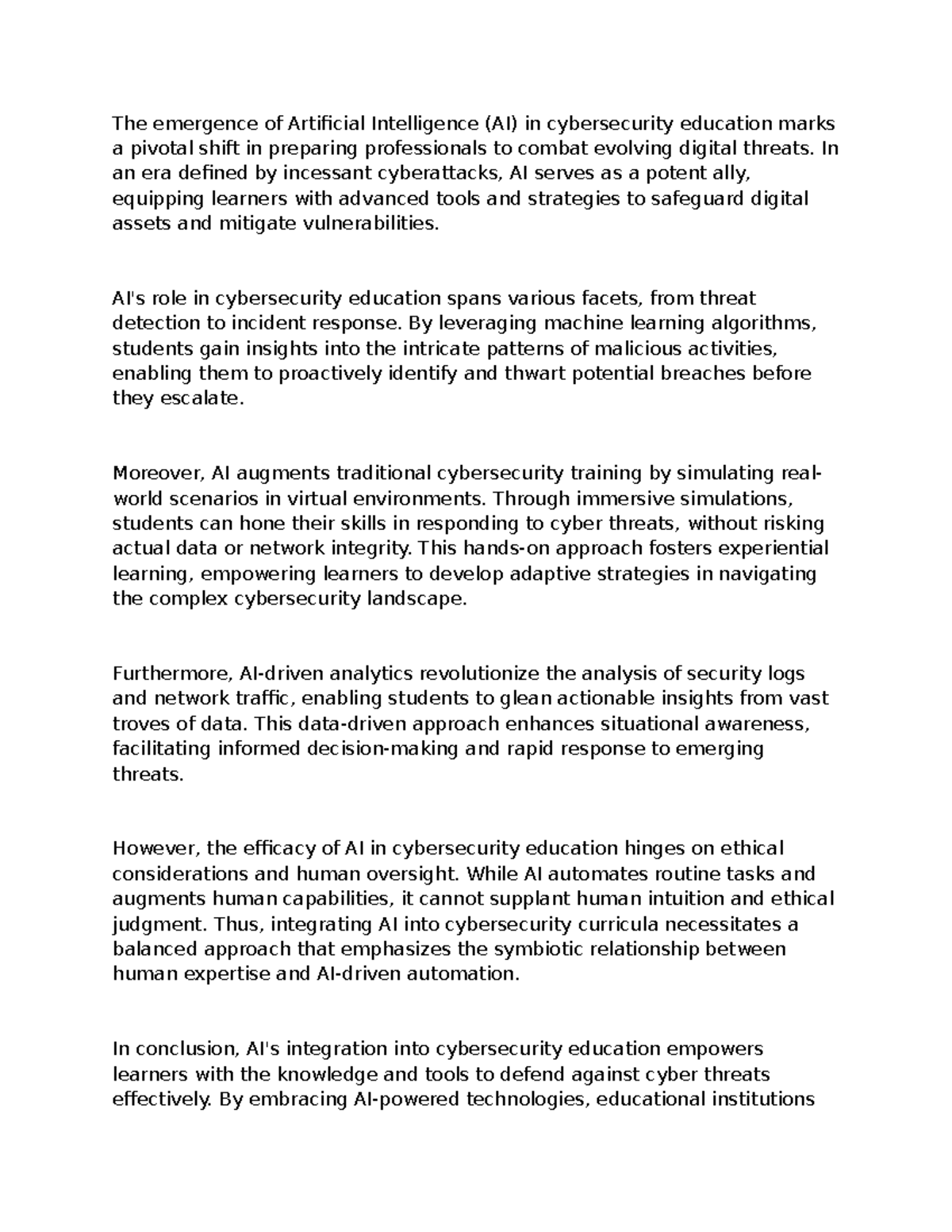 The emergence of Artificial Intelligence - In an era defined by ...