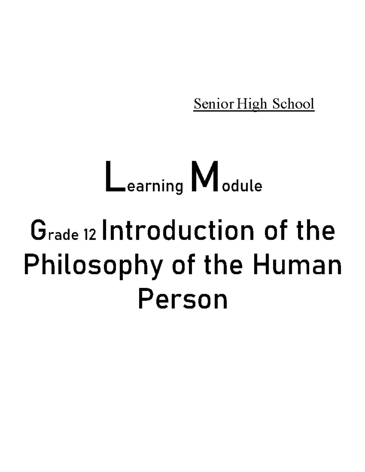 Philosophy Handout hahakoap Senior High School Learning Module