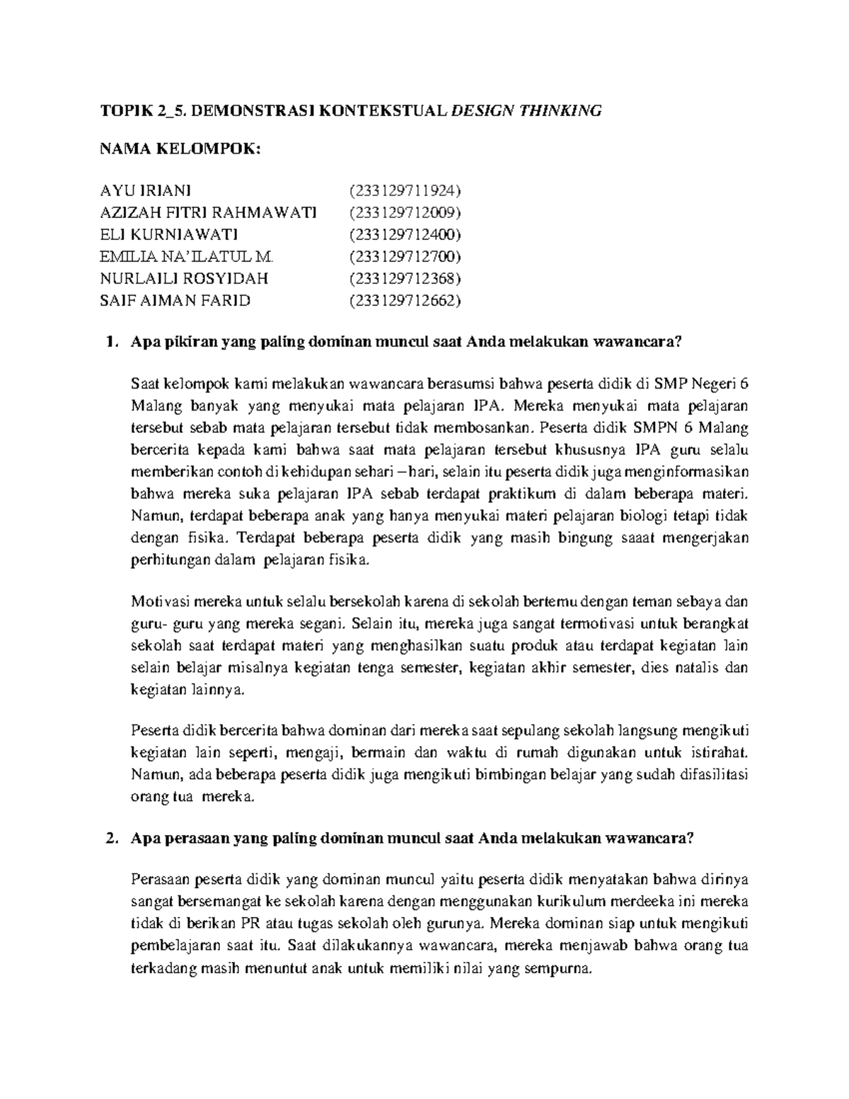 T2 5. Demonstrasi Kontekstual Tanggapan Wawancara - TOPIK 2_5 ...