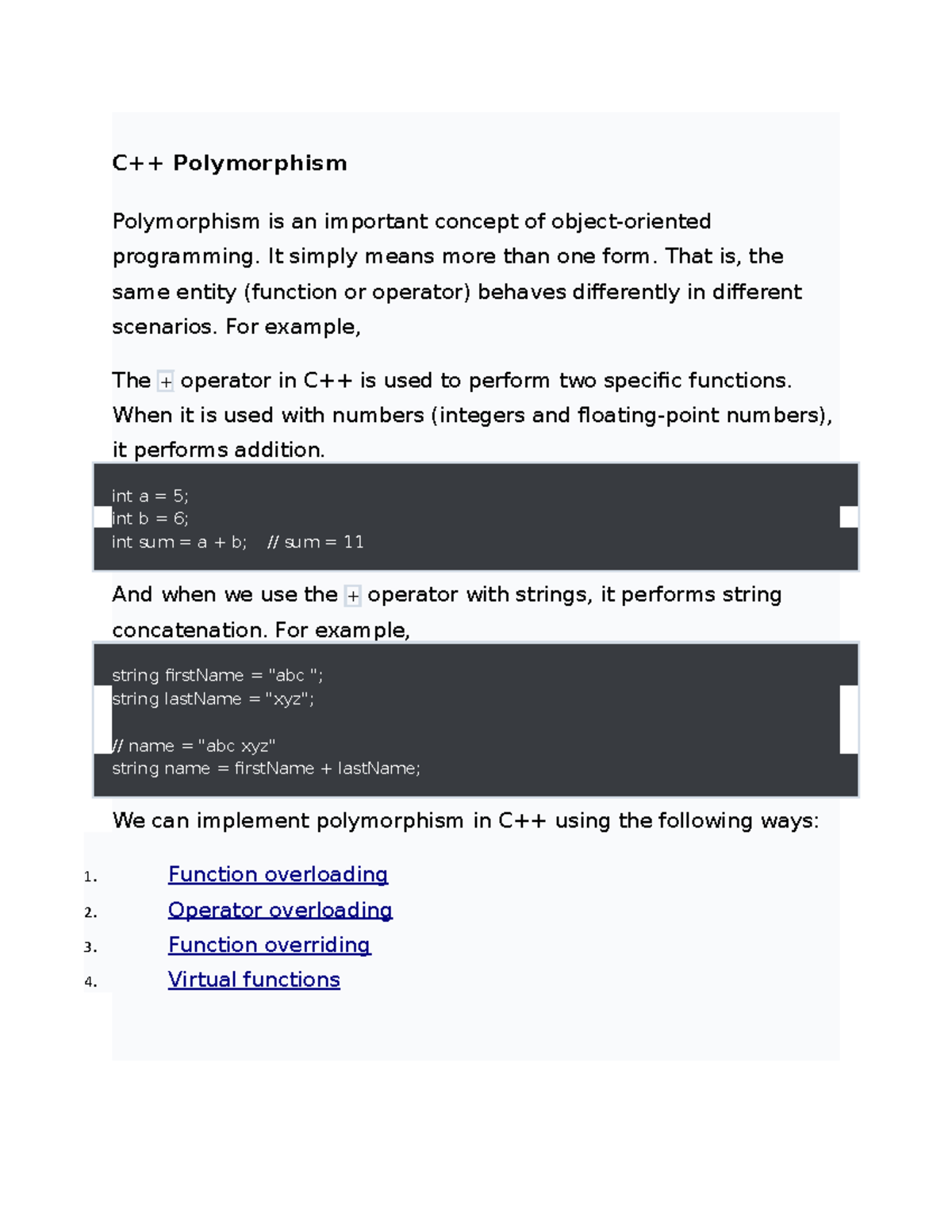 Polymorhism - object oriented programming - C++ Polymorphism ...