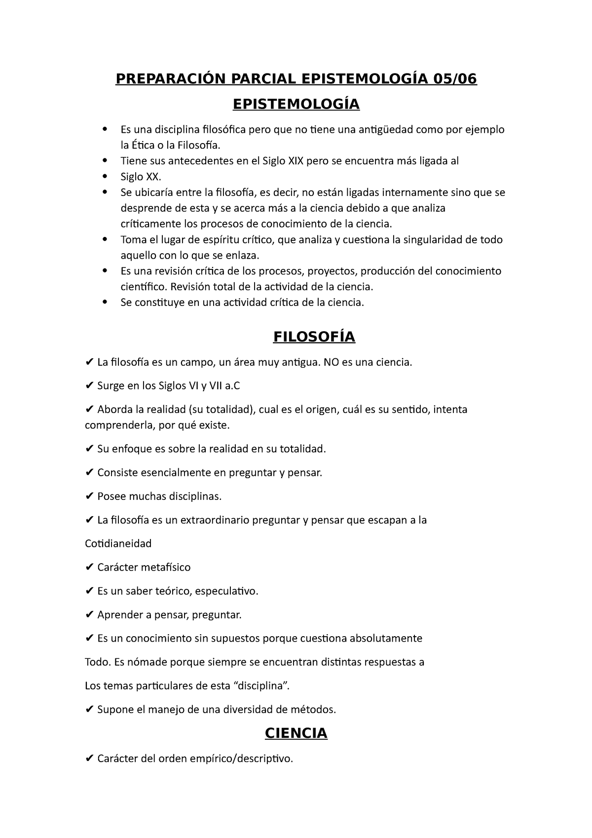 Preparación Parcial Epistemología 05-06 - PREPARACIÓN PARCIAL ...