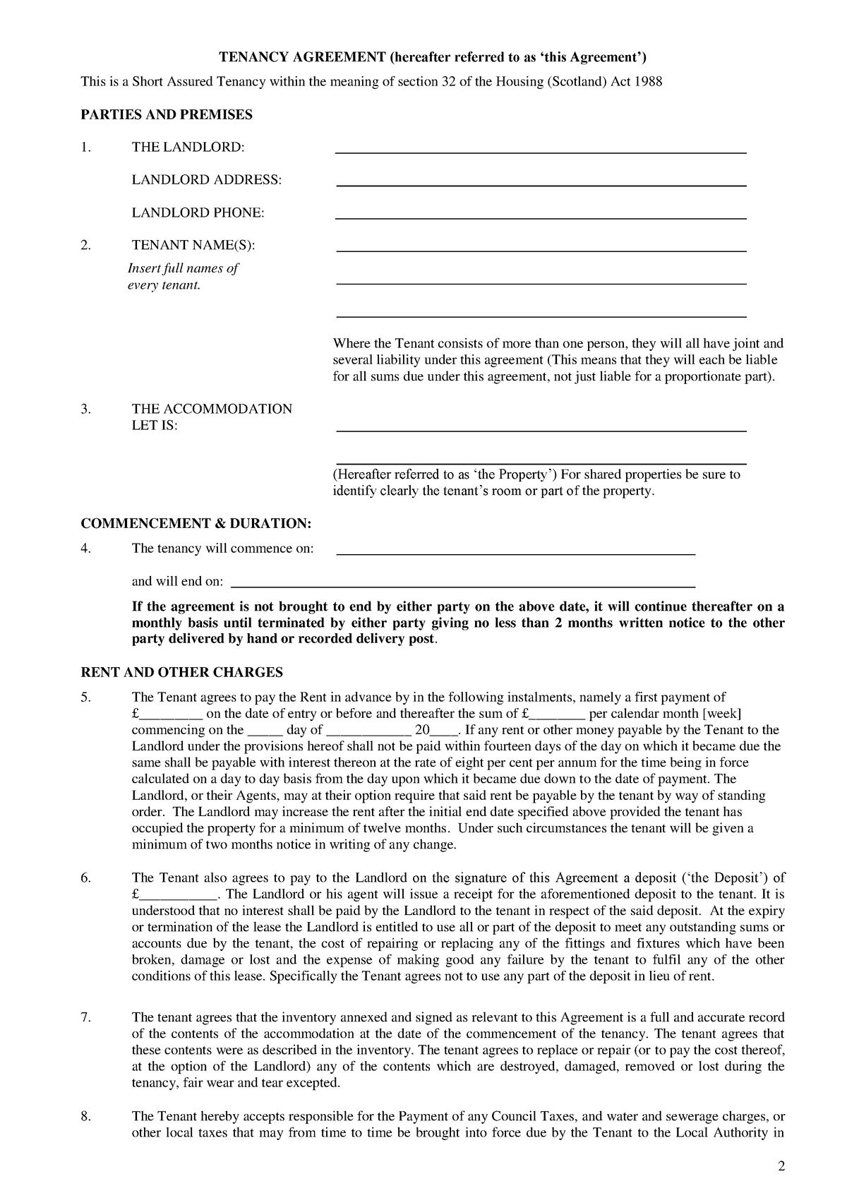 Tenancy agreement template 1 - TENANCY AGREEMENT (hereafter referred to ...