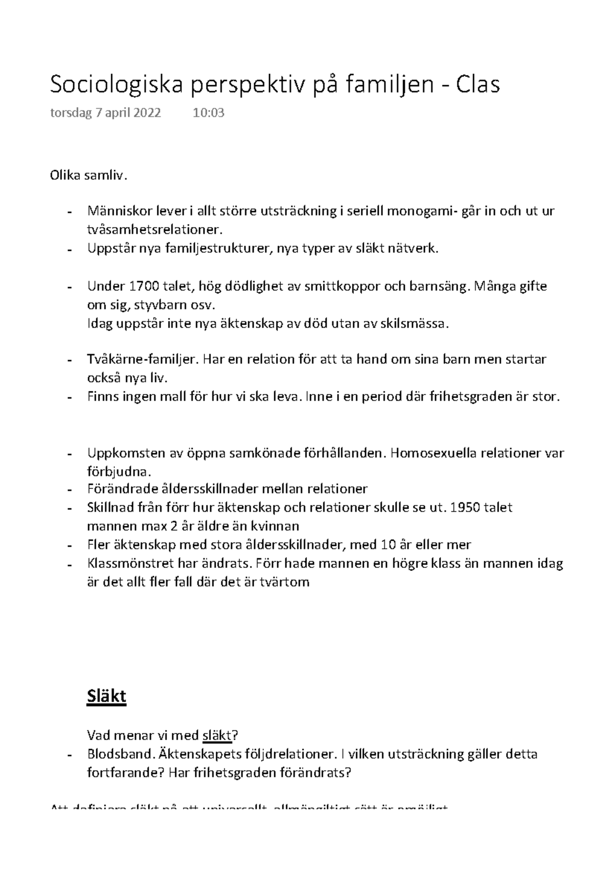 Sociologiska Perspektiv På Familjen - Clas - Olika Samliv. Människor ...