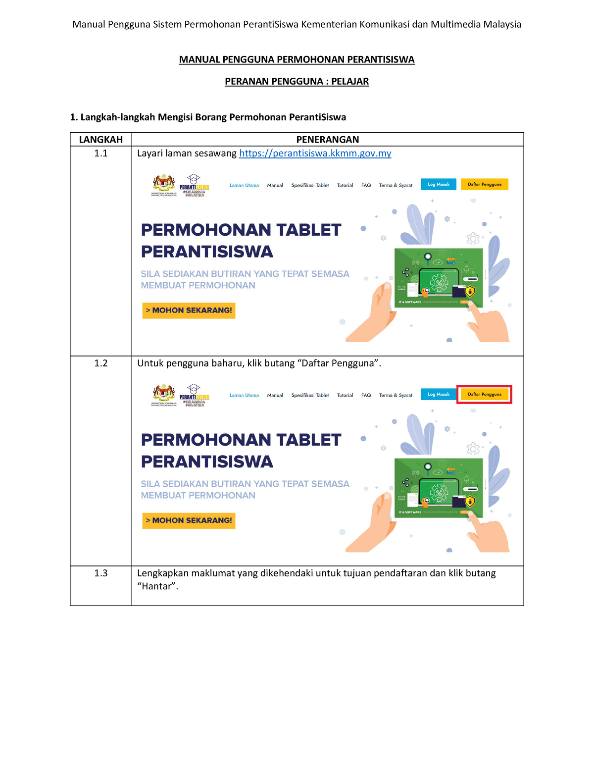 Manual Pengguna Permohonan Perantisis - MANUAL PENGGUNA PERMOHONAN ...