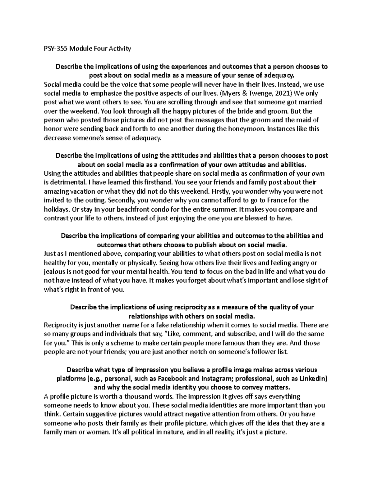 PSY-355 Module Four Activity - PSY-355 Module Four Activity Describe ...