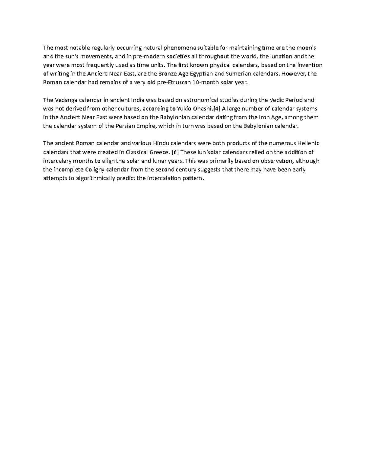 Ancient roman calendar - The most notable regularly occurring natural