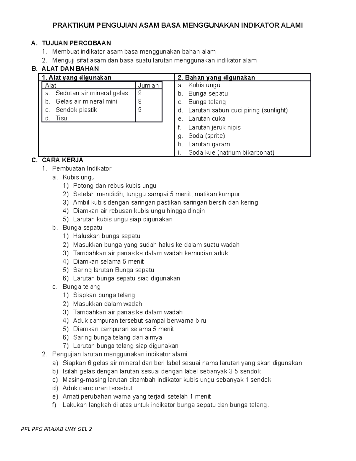 alami asam basa indikator pengujian kimia laboratorium sederhana