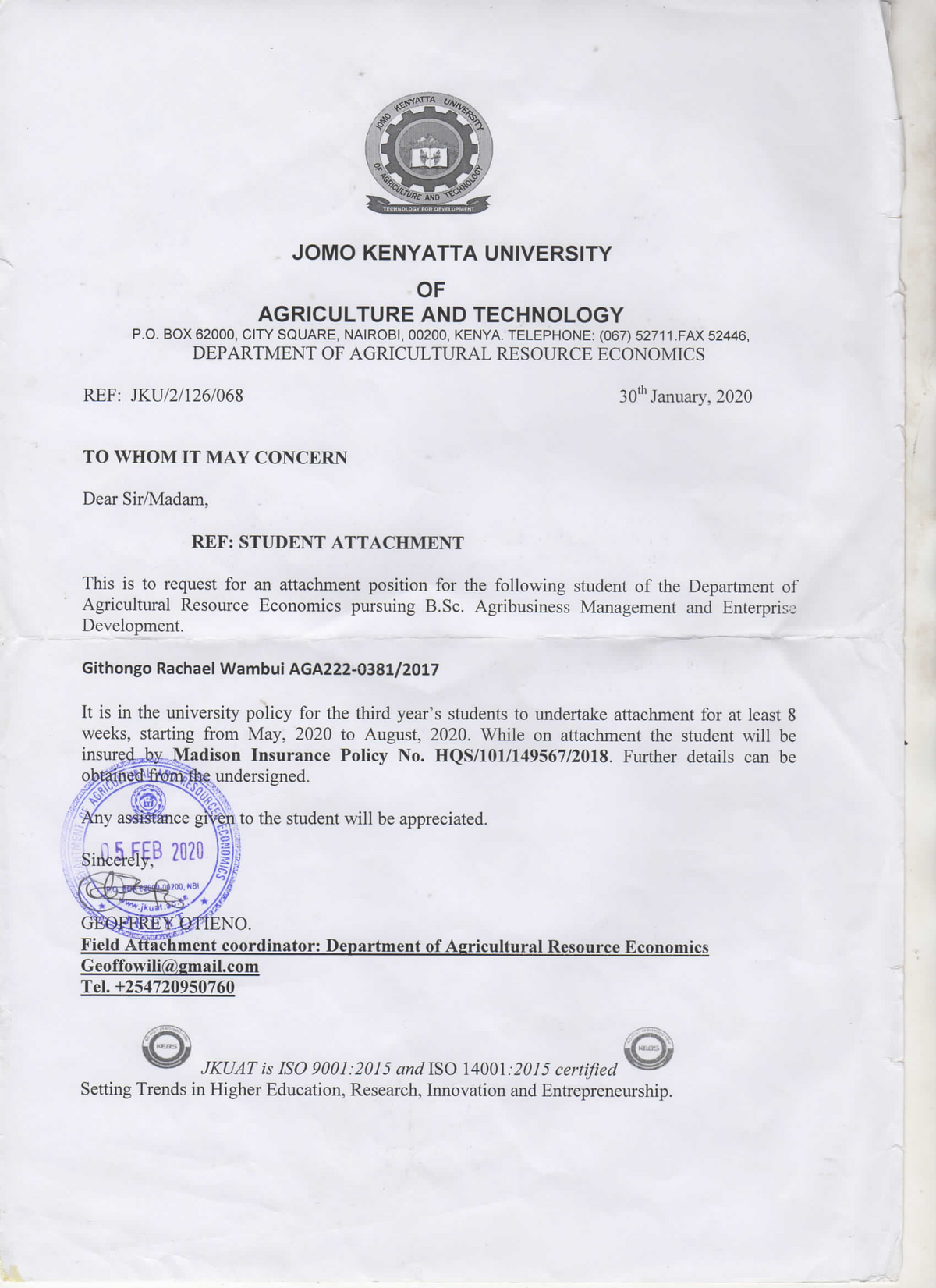 Attachment Letter For Accounting Purposes To Help With Arithmetics 