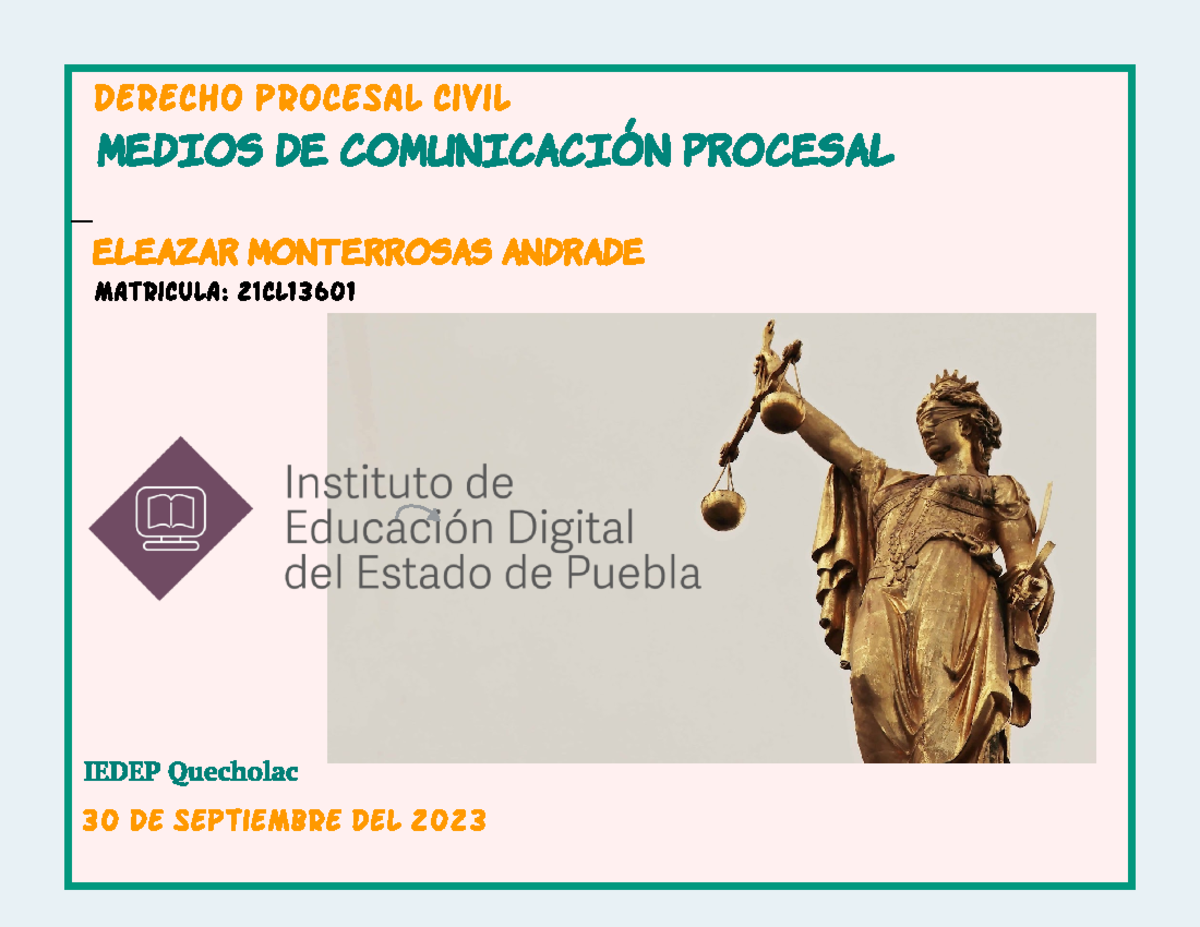 Medios de comunicación procesal - Der echo Pr ocesal Civil Me di o s de