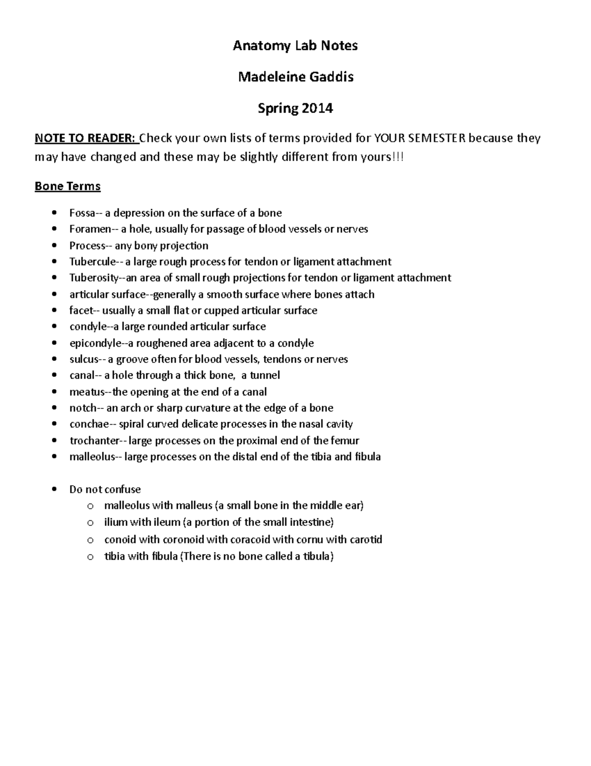 Anatomy Lab Notes 2015 - Mark Alston - Anatomy Lab Notes Madeleine ...