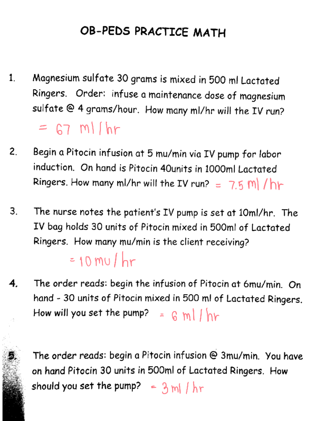 Obstetrics Dosage+Calculation+Worksheet 01 - NUR 412 - Studocu