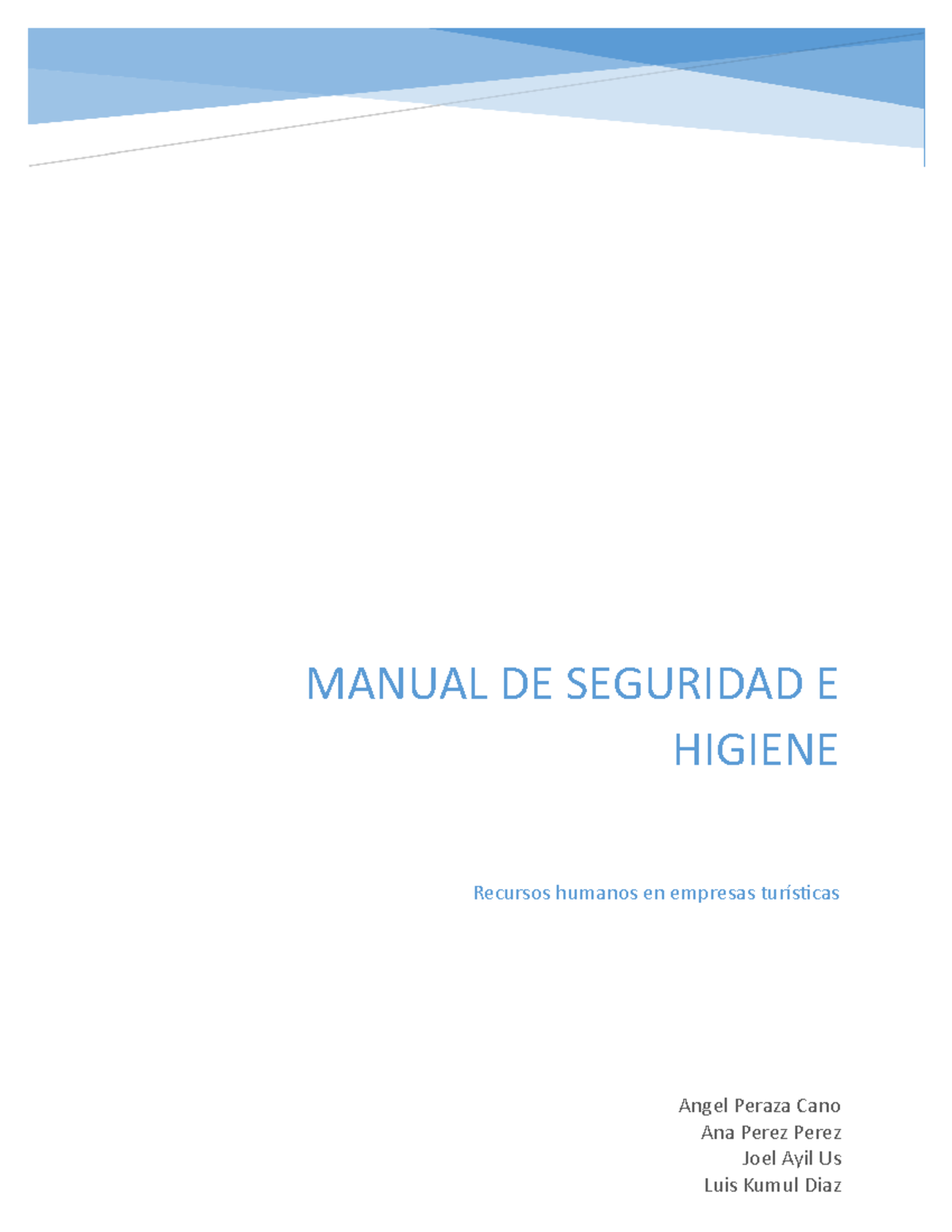 Manual Seguridad E Higiene - MANUAL DE SEGURIDAD E HIGIENE Recursos ...