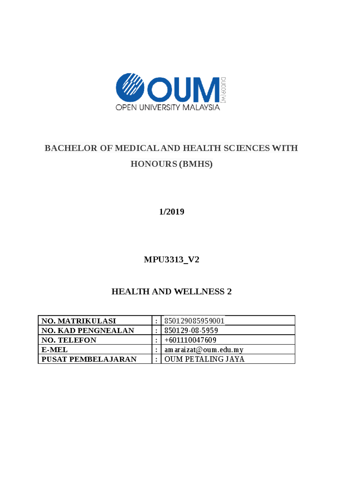 H&w q12010 19 editted - Grade: B+ - BACHELOR OF MEDICAL AND HEALTH ...