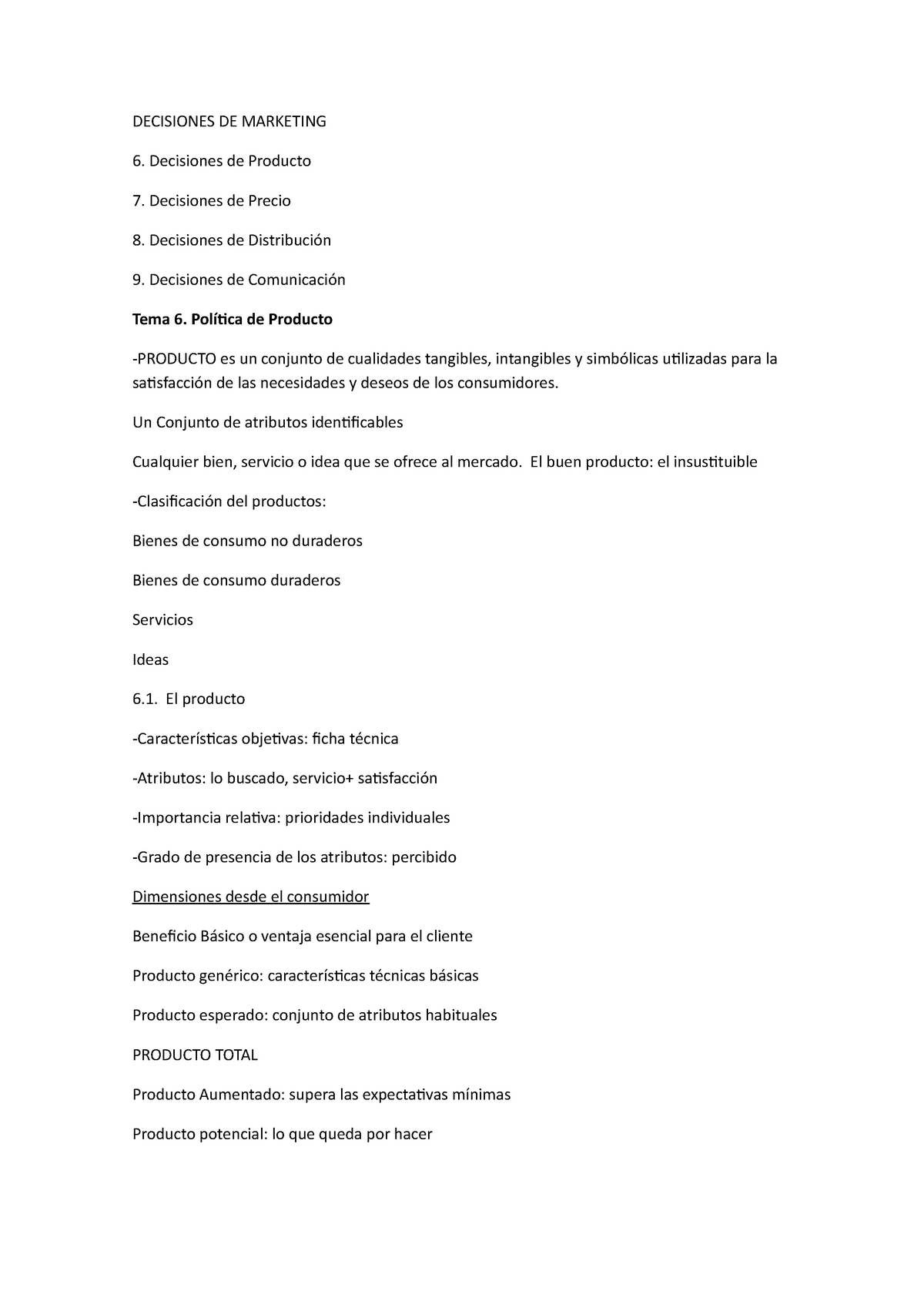 Tema 6 Y Tema 7 Marketing Decisiones De Marketing Decisiones De Producto Decisiones De Precio 5275