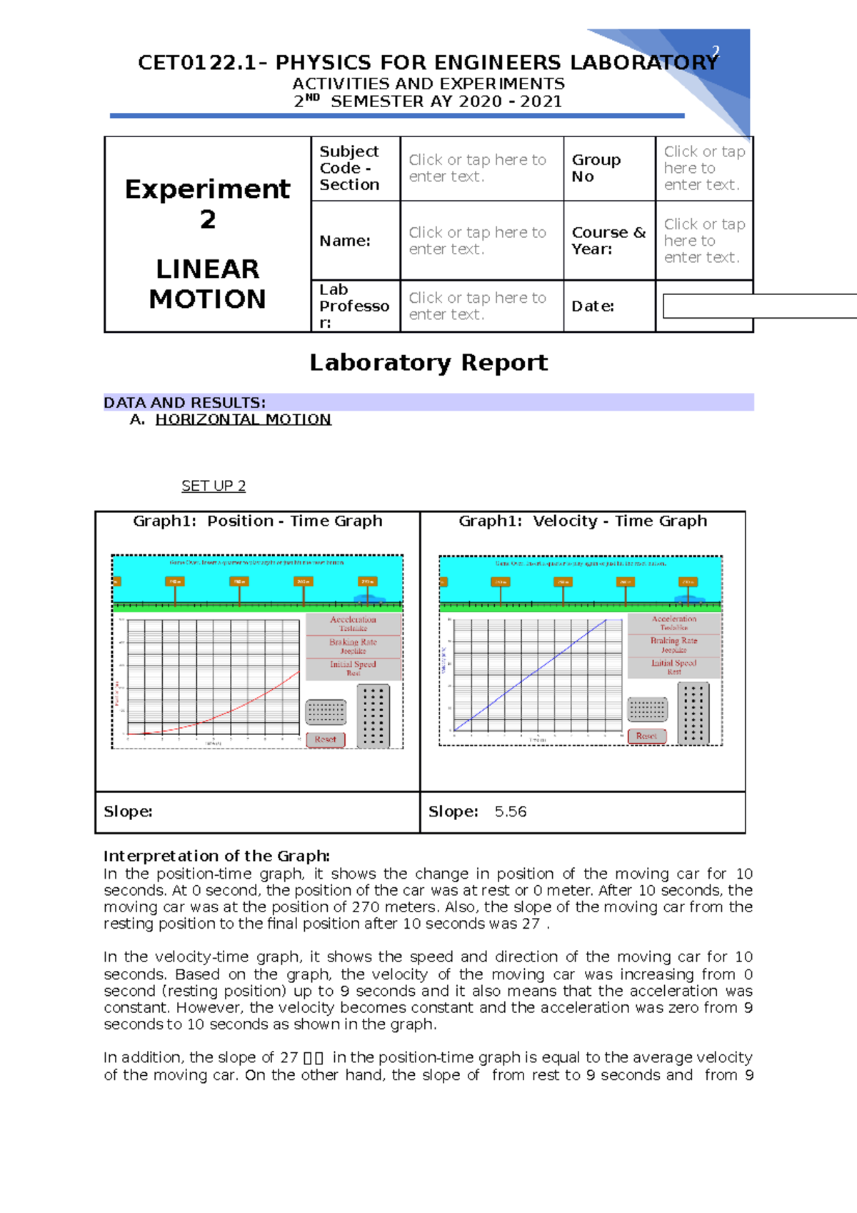 experiment 2 laboratory questions