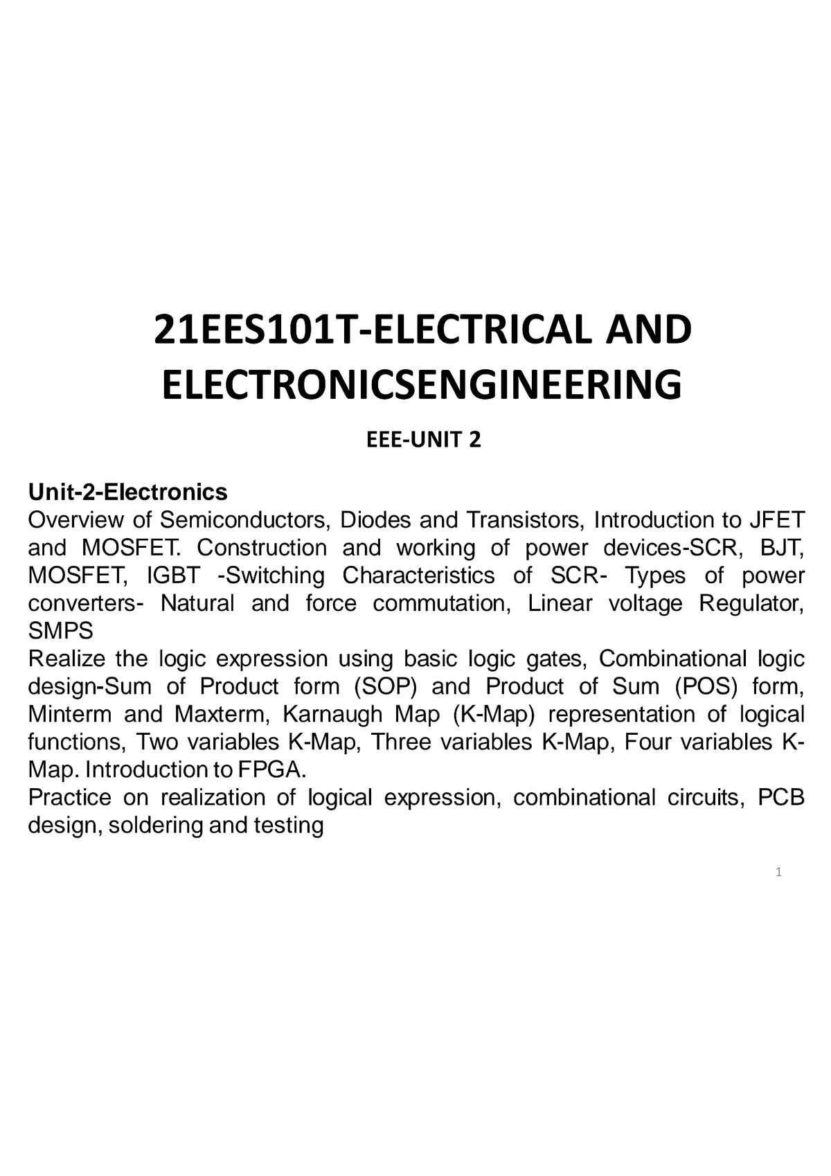 BEEE-UNIT 2 - Unit2 - Electronic And Electrical Engineering - Studocu