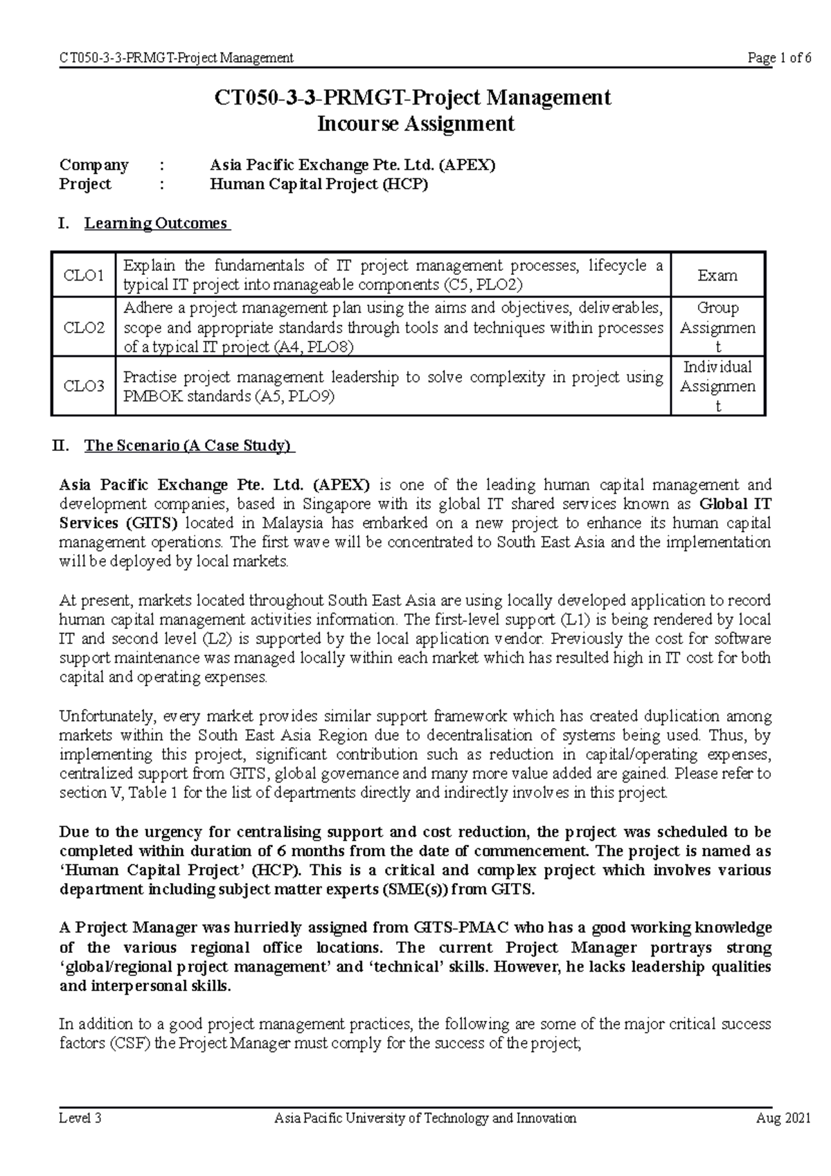 01 Prmgt Assignment Question Marking Scheme 2021 - CT050-3-3-PRMGT ...