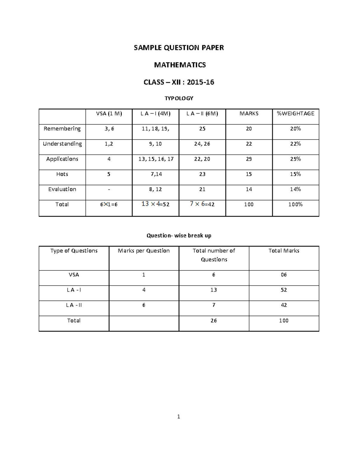 CBSE Class 12 Maths Sample Paper 2015 16 - SAMPLE QUESTION PAPER ...
