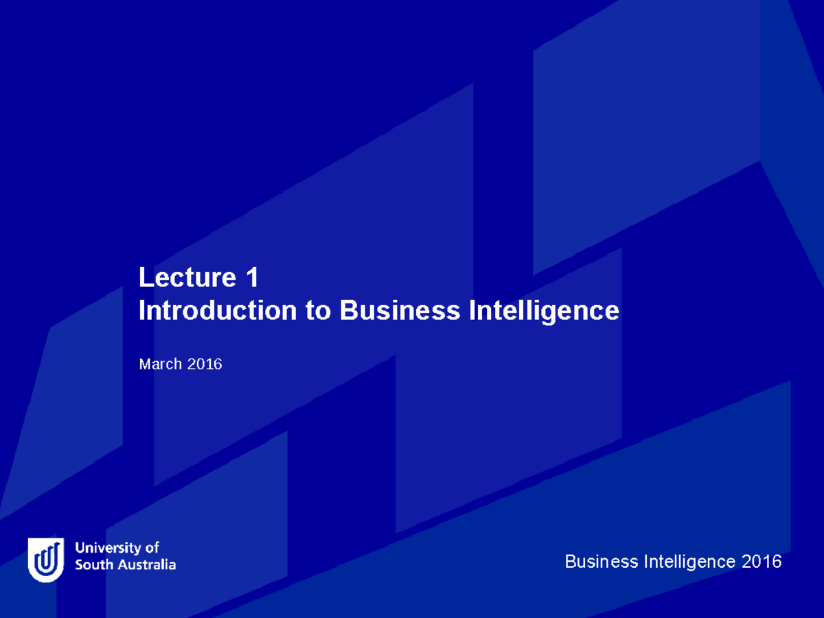 Lecture Notes, Lecture 1 - Business Intelligence - Infs 2036 - Lecture ...