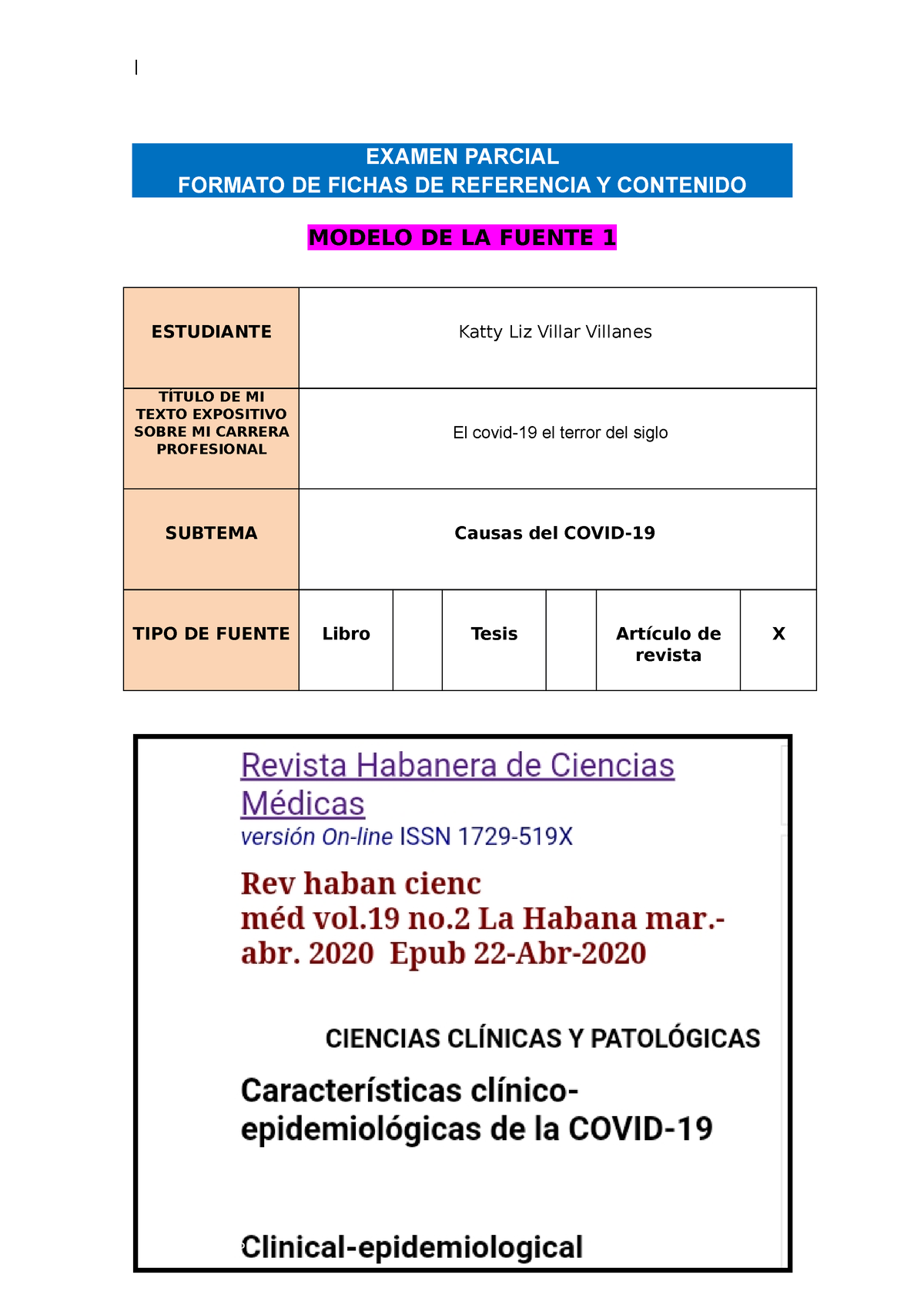 Formato PARA EL Examen Parcial - EXAMEN PARCIAL FORMATO DE FICHAS DE ...