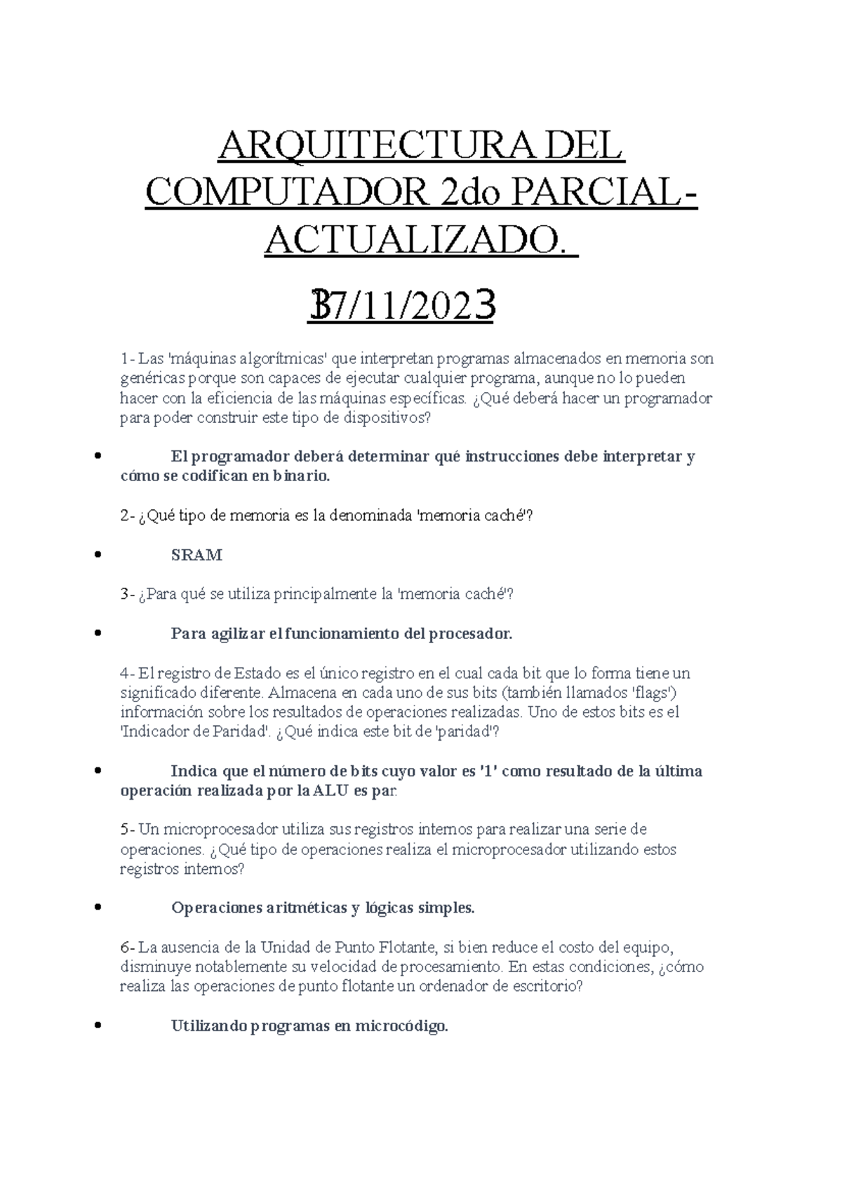 Arquitectura DEL Computador 2do Parcial - ARQUITECTURA DEL COMPUTADOR ...