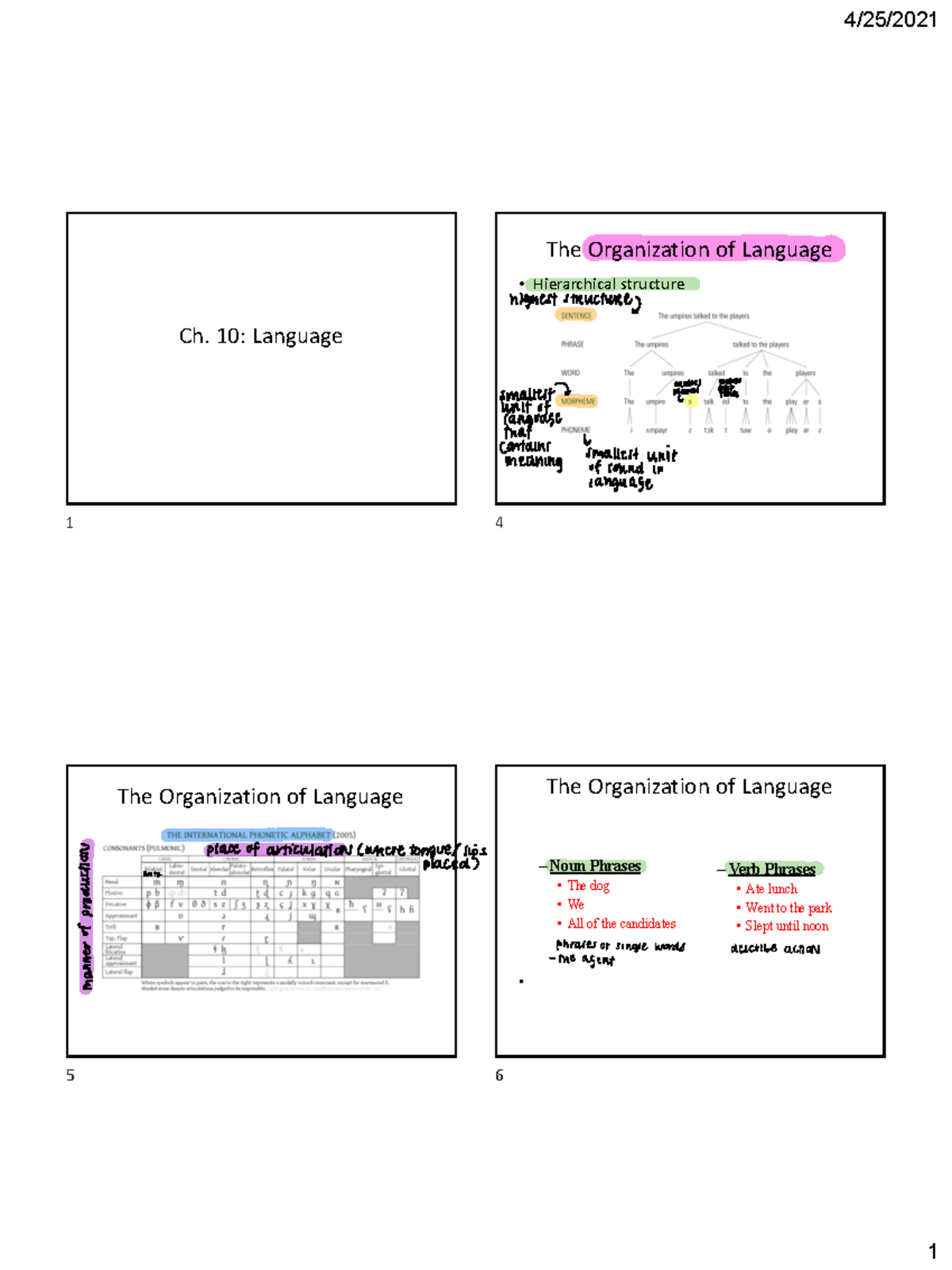 Ch. 10 Language Part 1 - Lecture notes 10.1 - Ch. 10: Language The ...