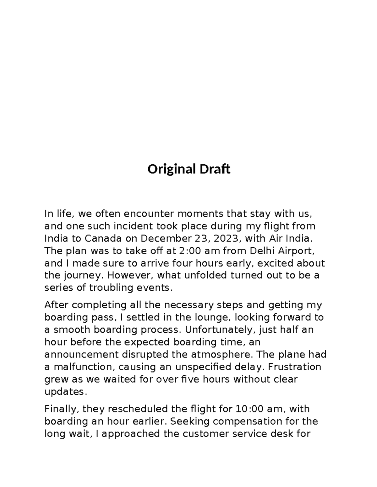 Week5Com101 - Original Draft - Original Draft In life, we often ...