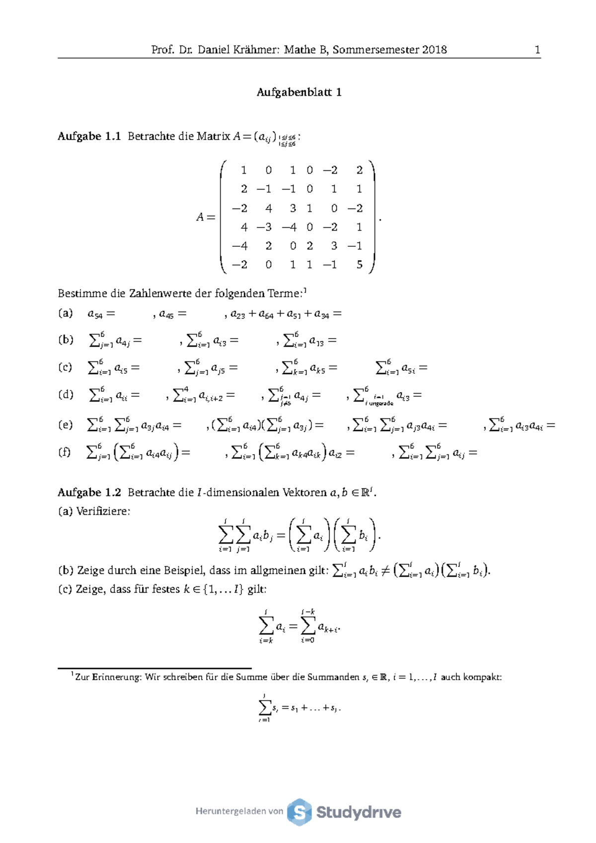 Mathematik B Tutorium 1 Sommersemester 2021 - Prof. Dr. Daniel Krähmer ...