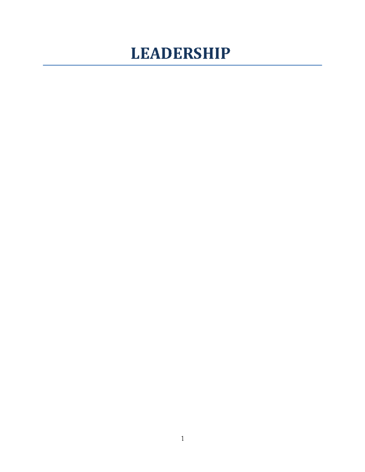 Assessment 1B Introduction TO Mangement - LEADERSHIP Contents - Studocu