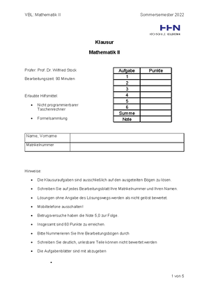 Statistik 1 Hhn Rotfuss Aufgabenblatt 5 Mit Loesungen - Statistik F ̈ 