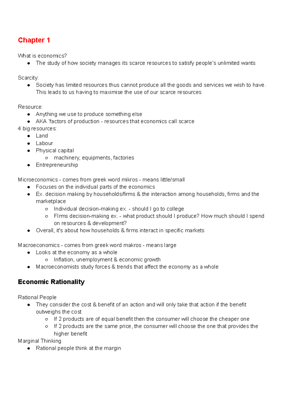 Microeconomics - Ch. 1 - Chapter 1 What is economics? The study of how ...
