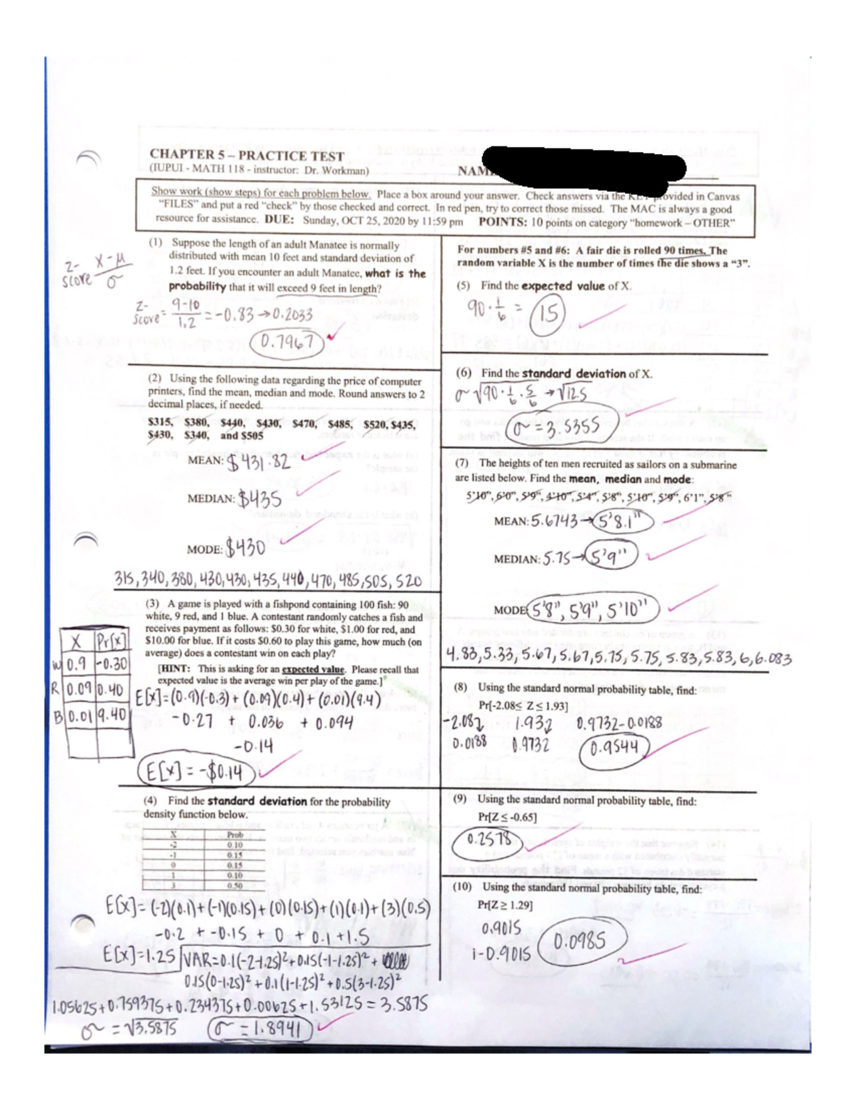 Chapter 5 - Practice TEST - MATH-M 118 - Studocu