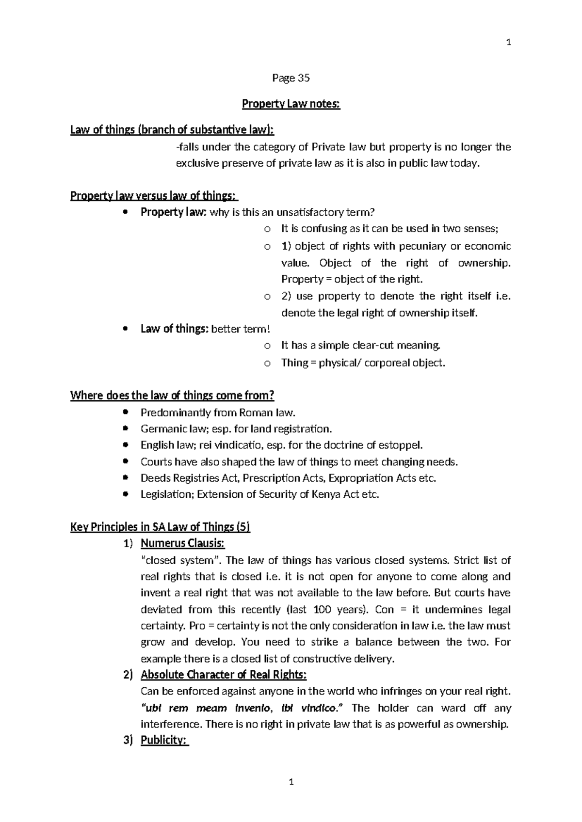 Property law Notes - Page 35 Property Law notes: Law of things (branch ...