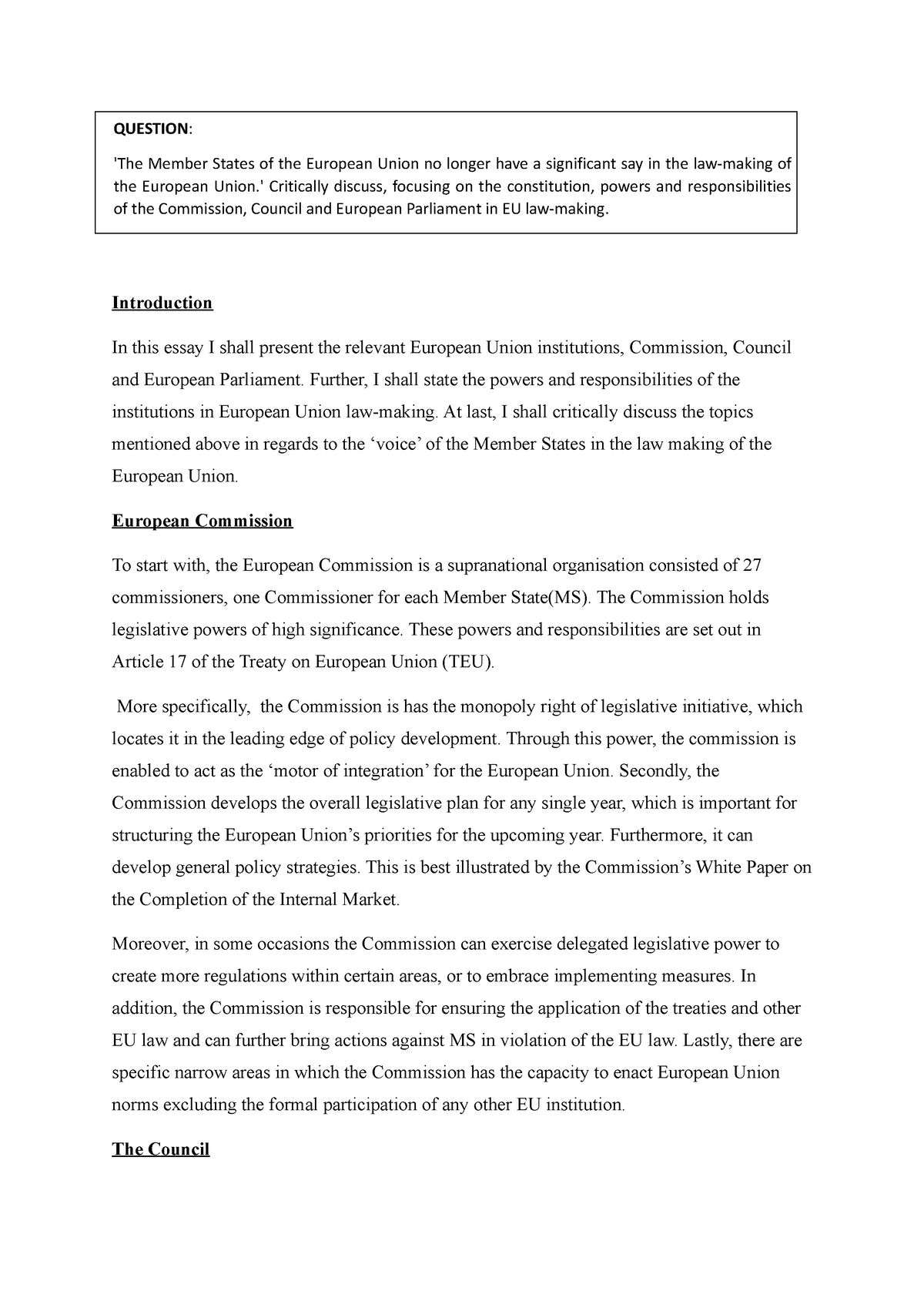 supremacy of eu law essay plan