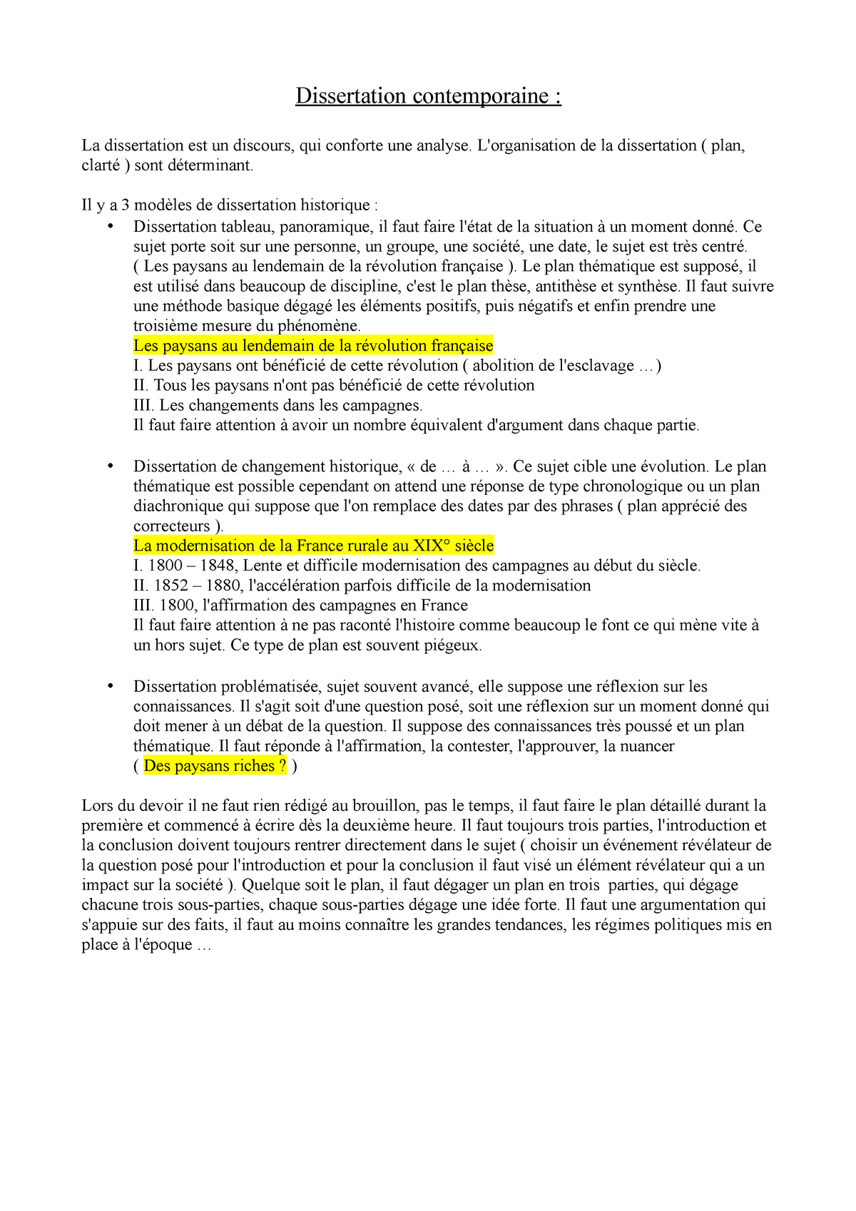 methodologie de la dissertation historique