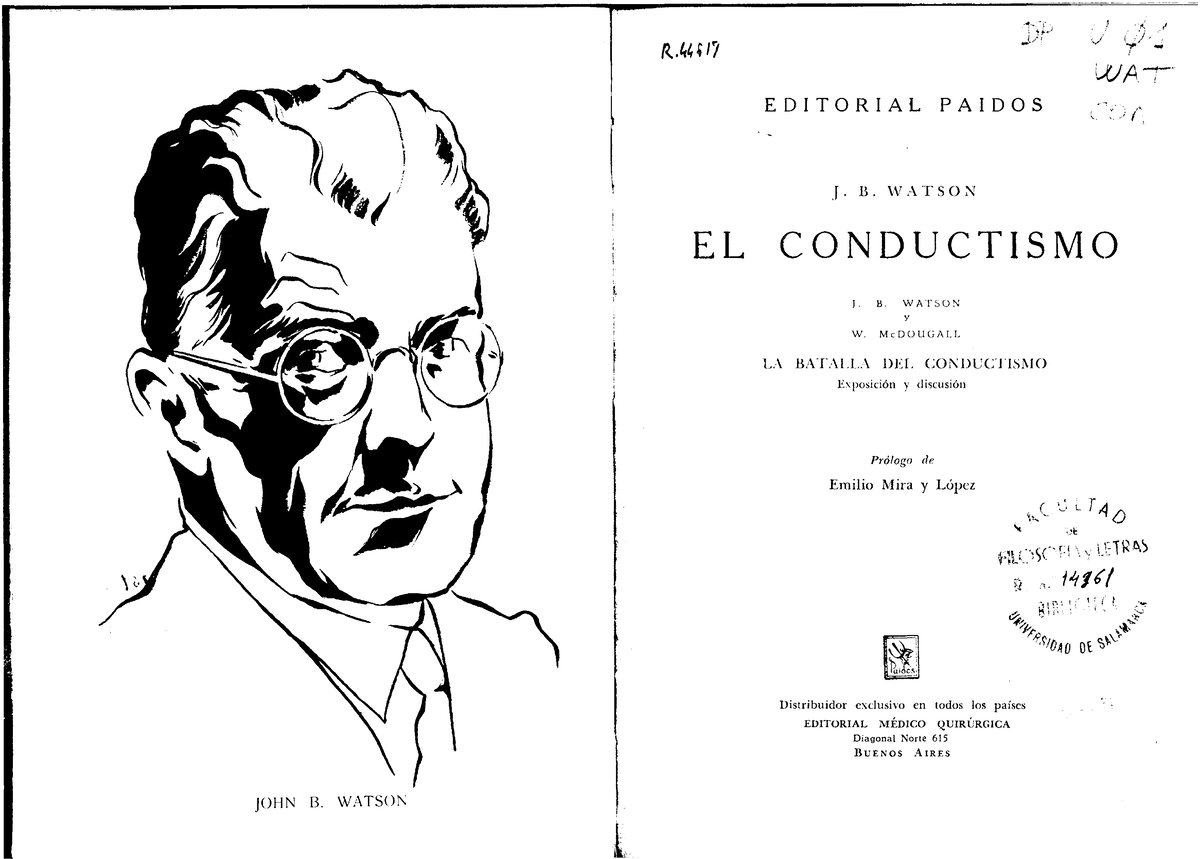 Watson Y Mc Dougall-El Conductismo - JOHN B. WATSON W R.«í/ 7 EDITORIAL ...