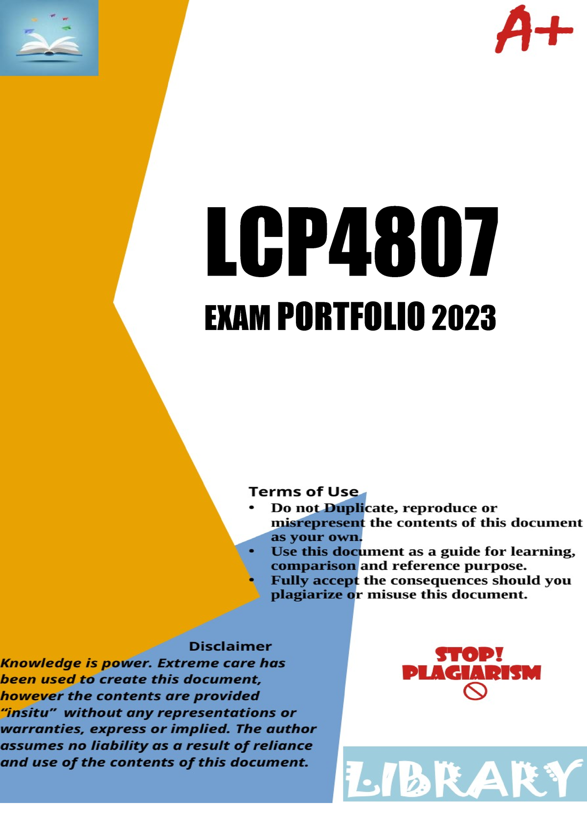 LCP4807 Exam Portfolio 2023 - LCP EXAM PORTFOLIO LCP4807/201/1 ...