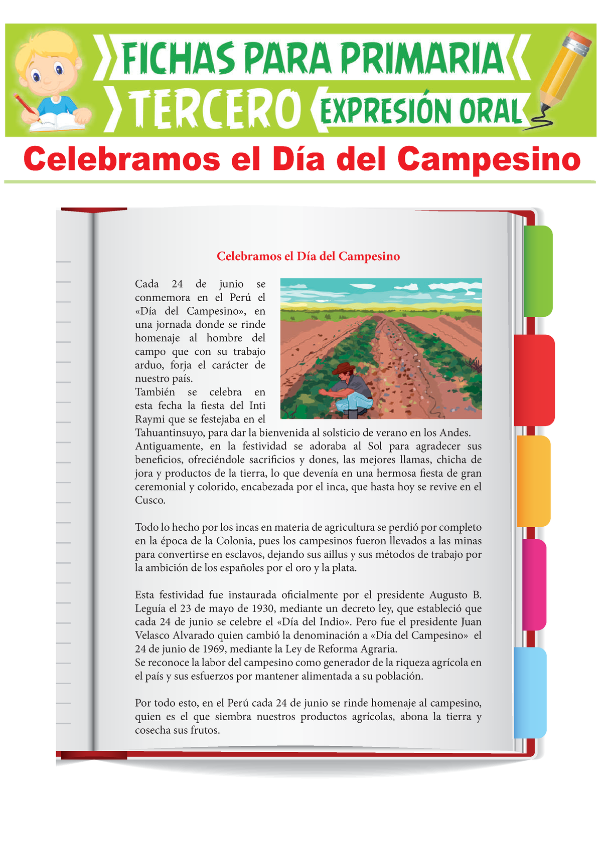 Celebramos El D A Del Campesino Para Tercer Grado De Primaria